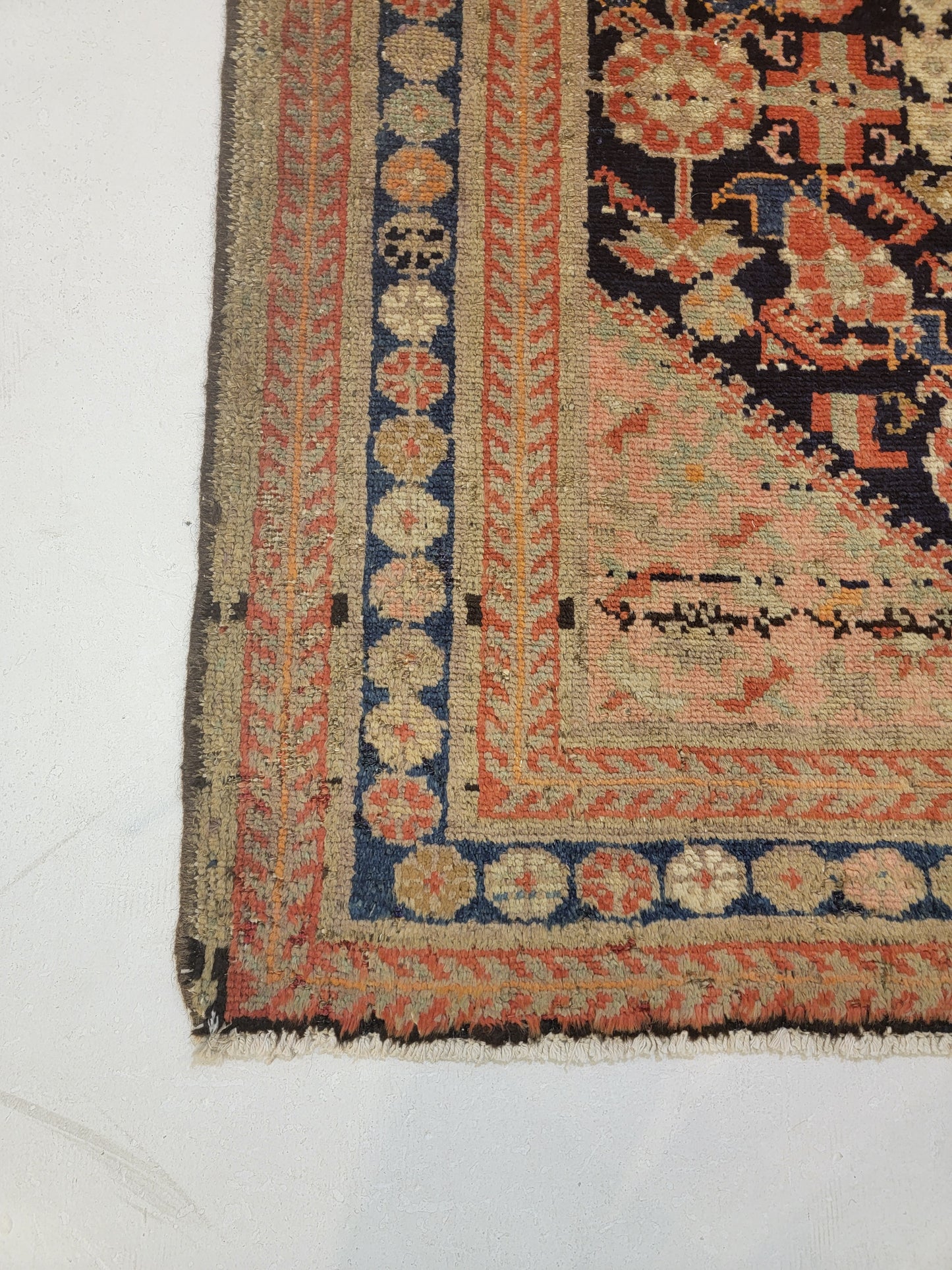 Antique Hand-Knotted Wool Runner Malayer 3'5" x 12'10"