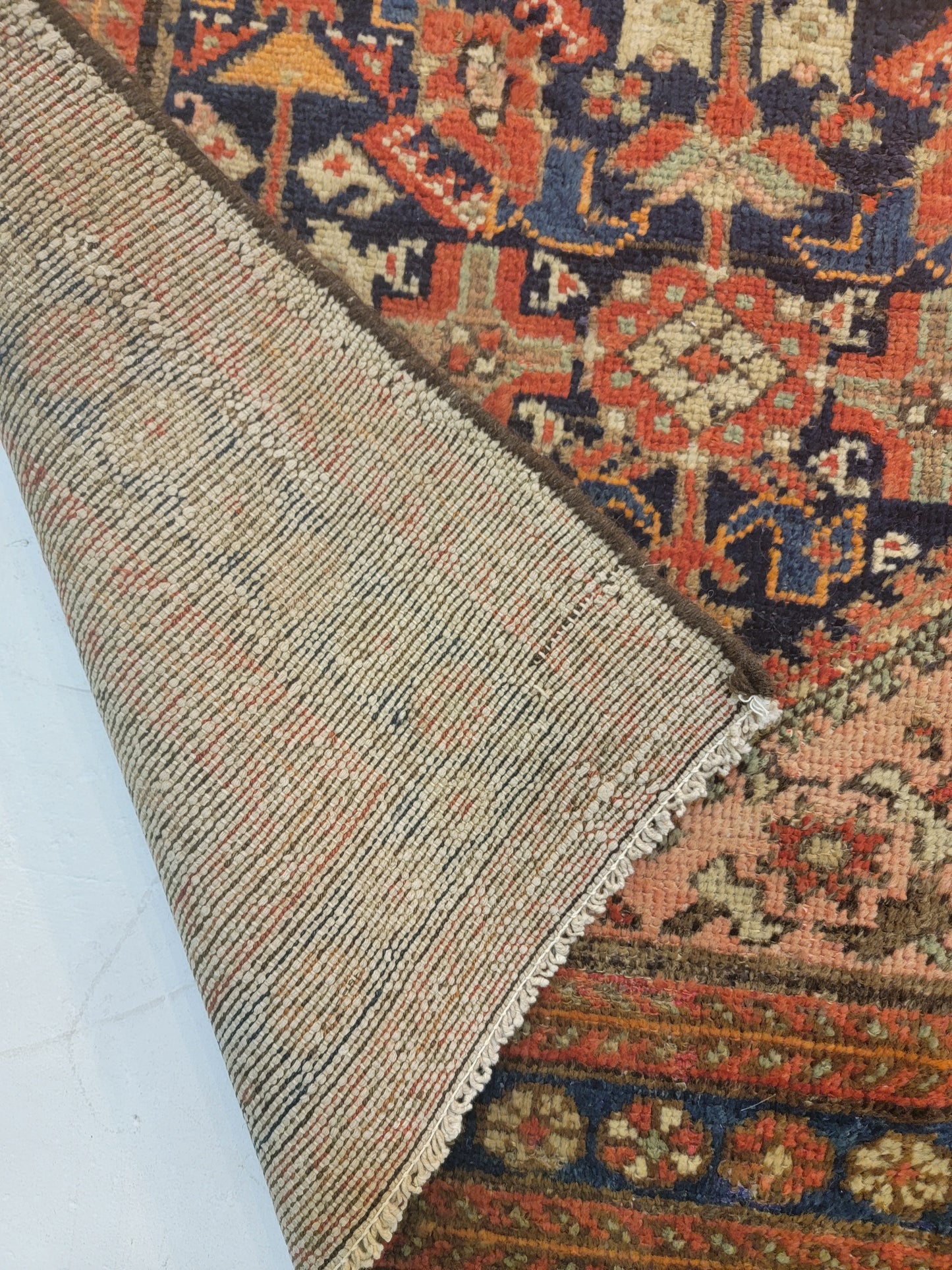 Antique Hand-Knotted Wool Runner Malayer 3'5" x 12'10"
