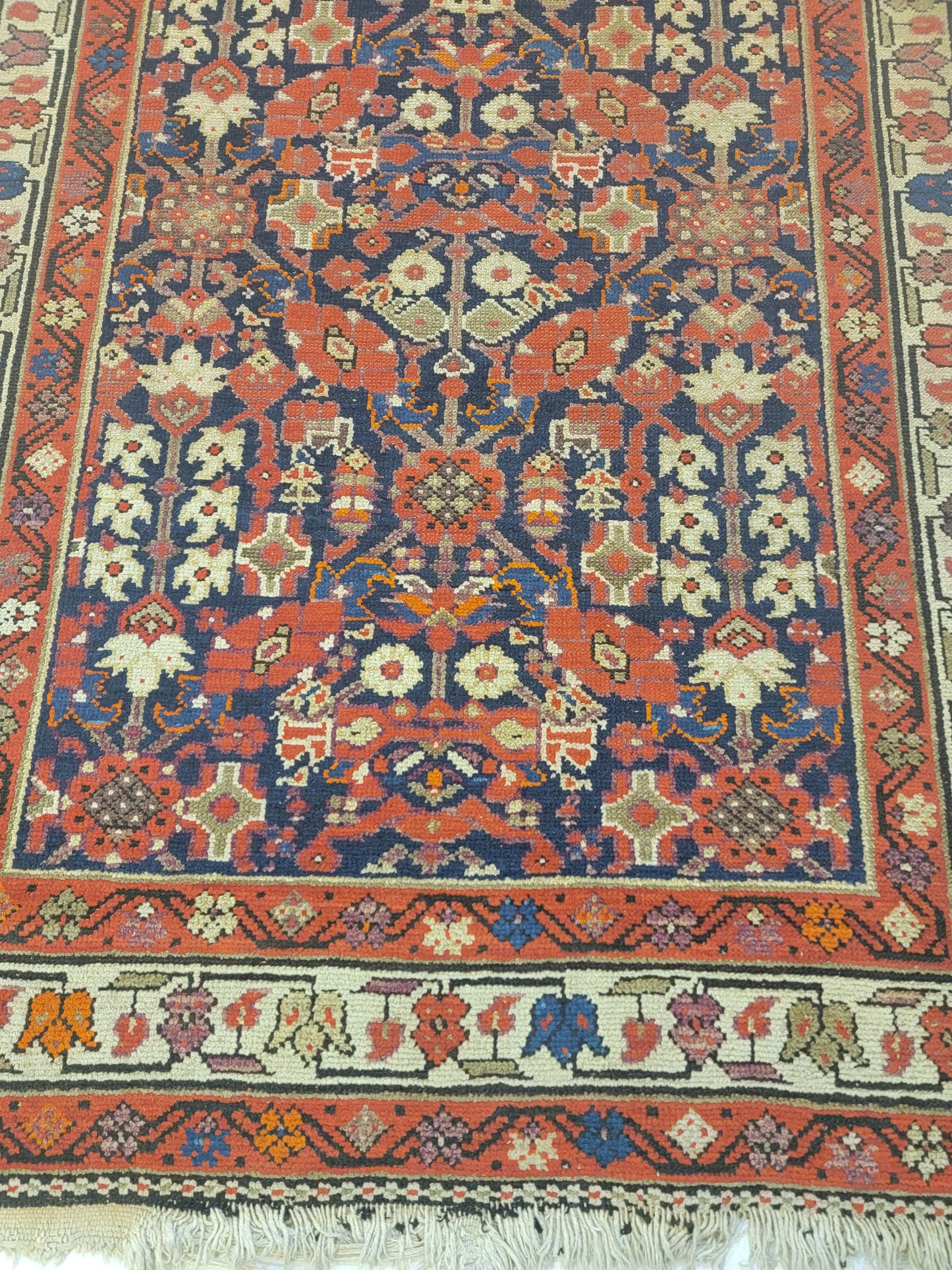 Antique Hand-Knotted Wool Runner Malayer 3'5" x 16'4"