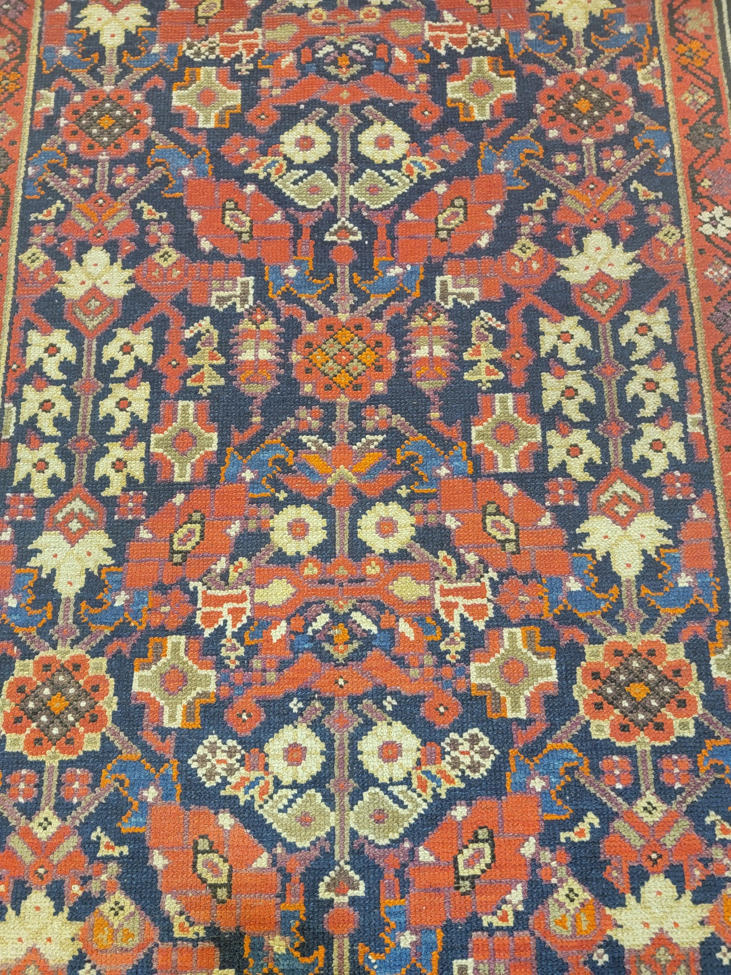 Antique Hand-Knotted Wool Runner Malayer 3'5" x 16'4"