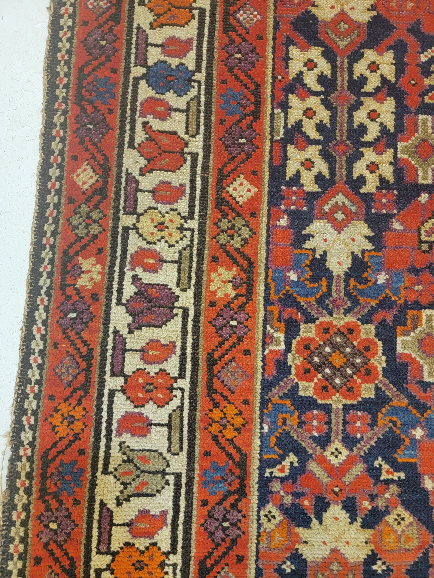 Antique Hand-Knotted Wool Runner Malayer 3'5" x 16'4"