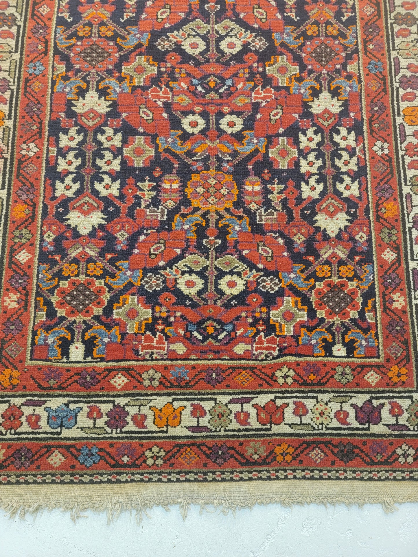 Antique Hand-Knotted Wool Runner Malayer 3'5" x 16'4"