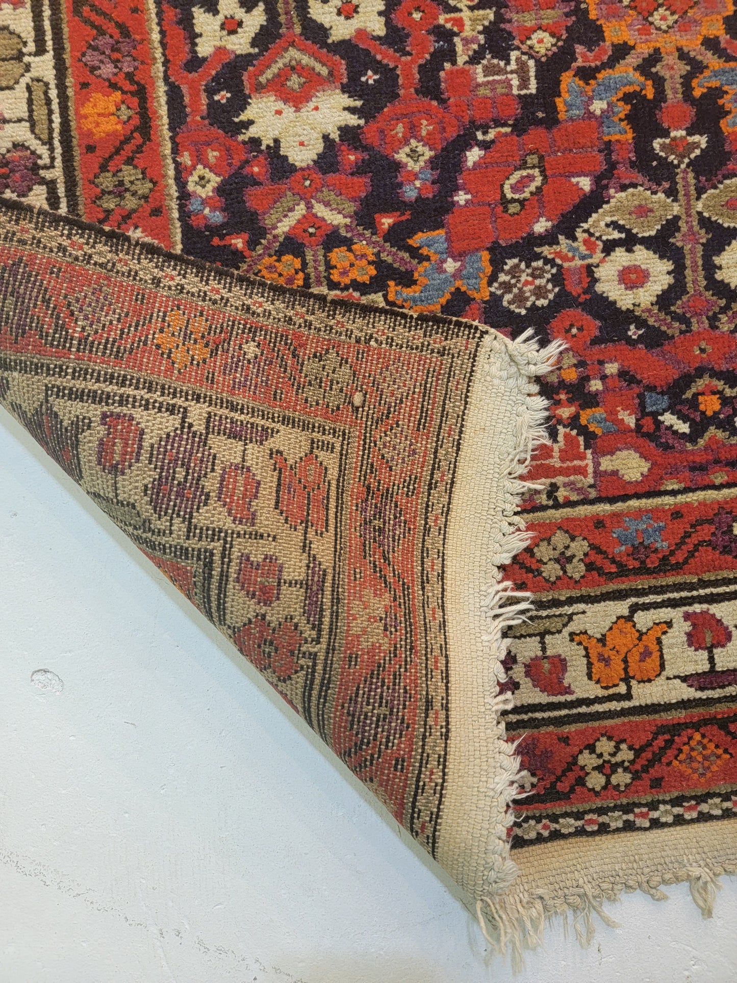 Antique Hand-Knotted Wool Runner Malayer 3'5" x 16'4"