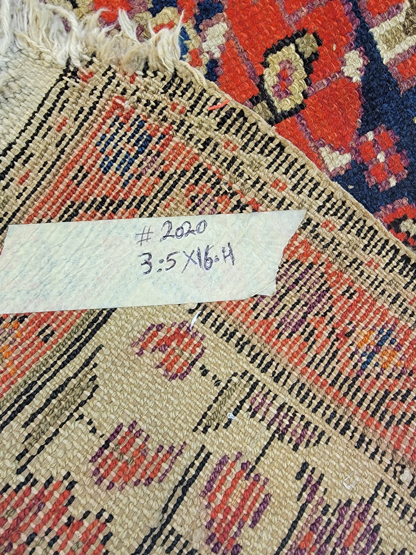 Antique Hand-Knotted Wool Runner Malayer 3'5" x 16'4"
