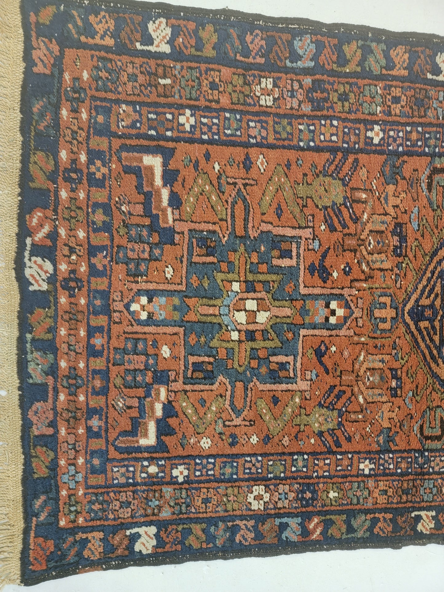 Antique Hand-Knotted Wool Runner Heriz Karajeh 2'5" x 11'3"