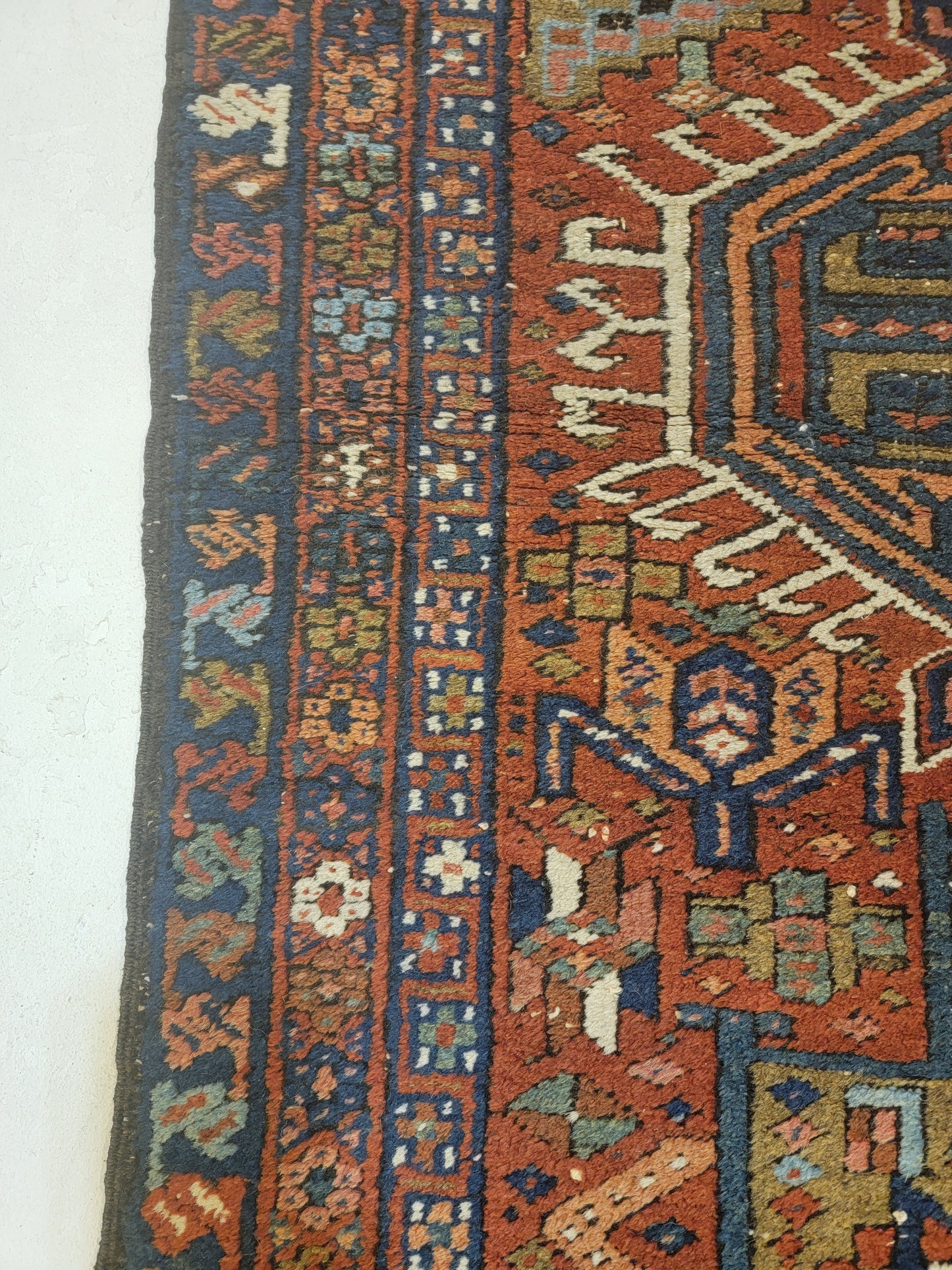 Antique Hand-Knotted Wool Runner Heriz Karajeh 2'5" x 11'3"
