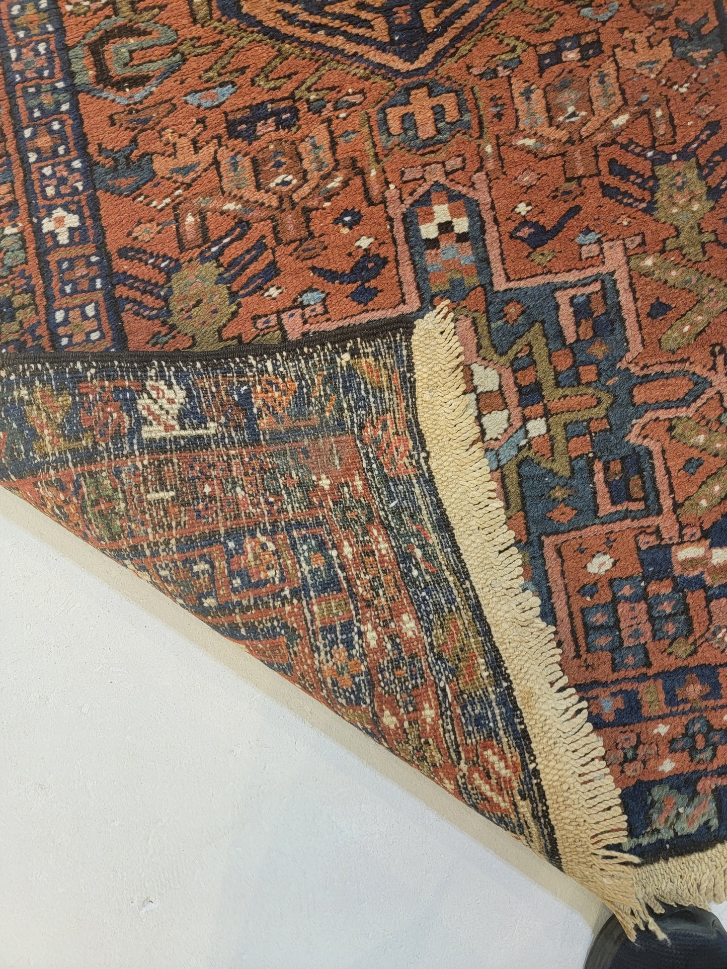 Antique Hand-Knotted Wool Runner Heriz Karajeh 2'5" x 11'3"