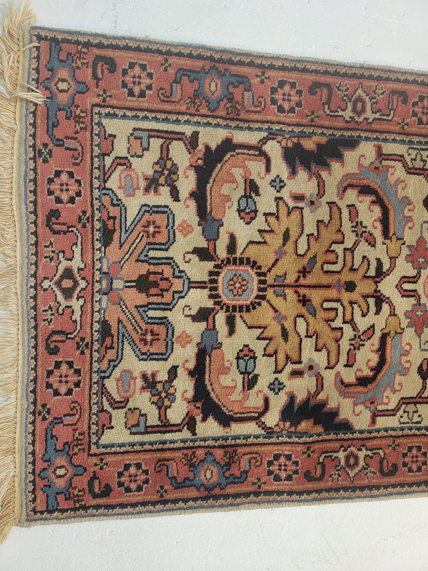 Antique Hand-Knotted Wool Runner Indian 2'6" x 10'