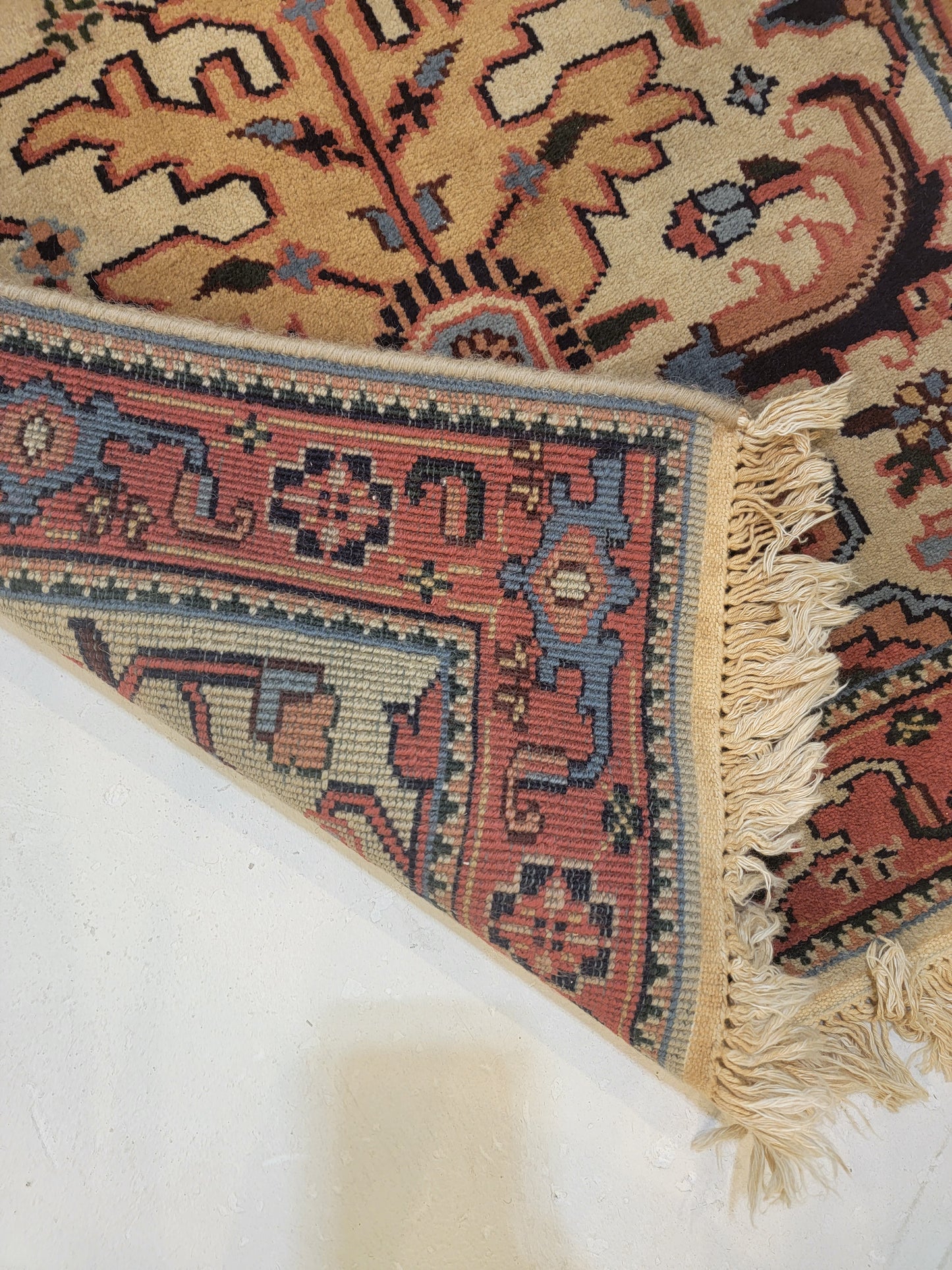 Antique Hand-Knotted Wool Runner Indian 2'6" x 10'