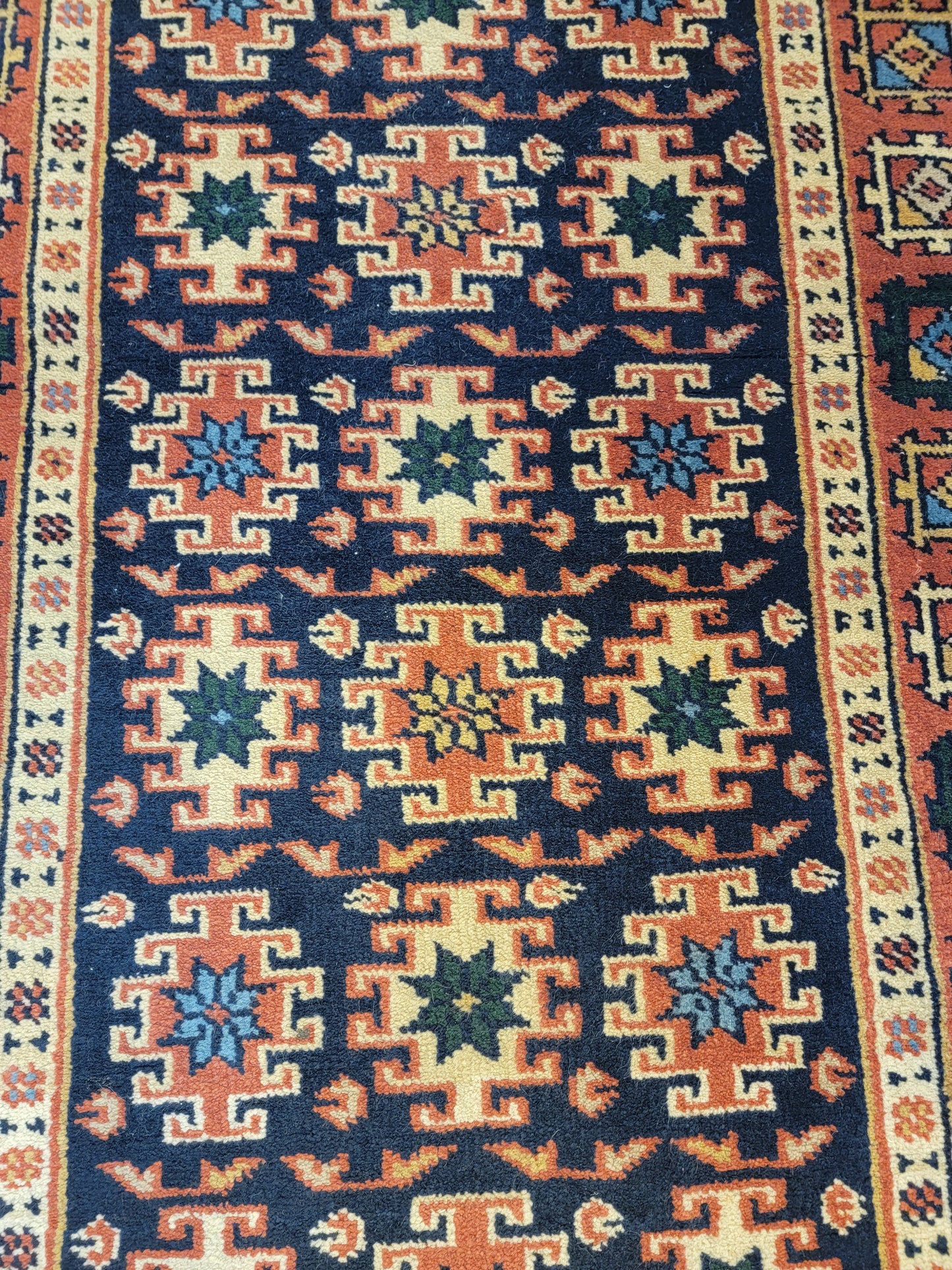 Antique Hand-Knotted Wool Runner Indian 2'8" x 8'1"