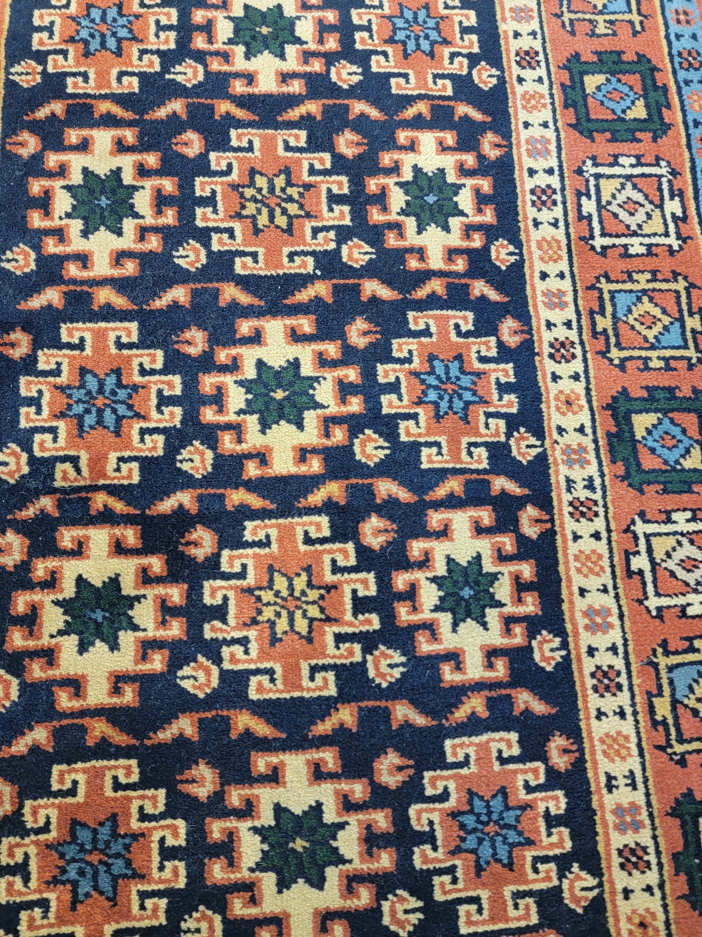 Antique Hand-Knotted Wool Runner Indian 2'8" x 8'1"