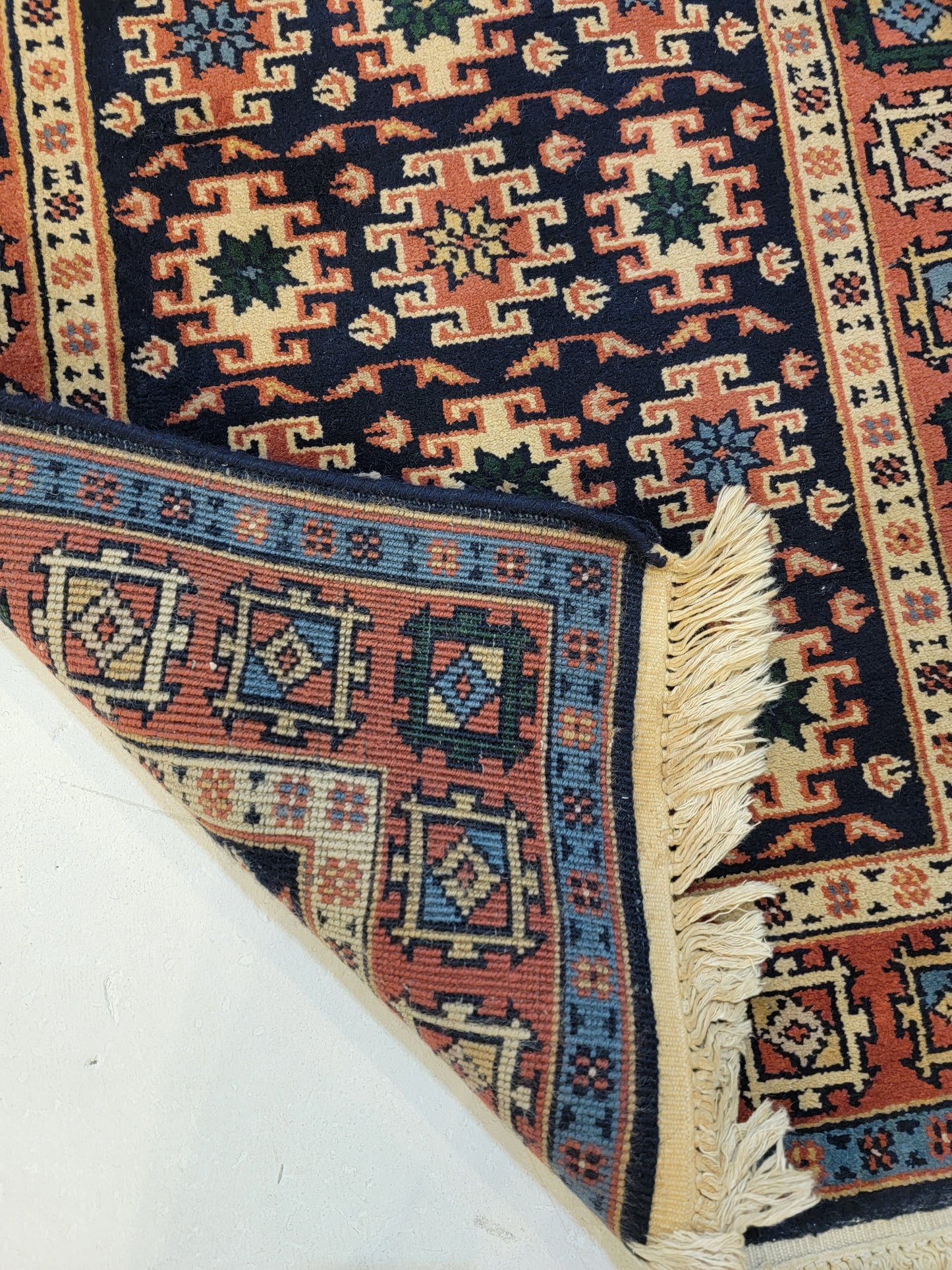 Antique Hand-Knotted Wool Runner Indian 2'8" x 8'1"
