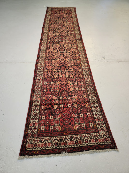 Antique Hand-Knotted Wool Runner Malayer 2'9" x 13'