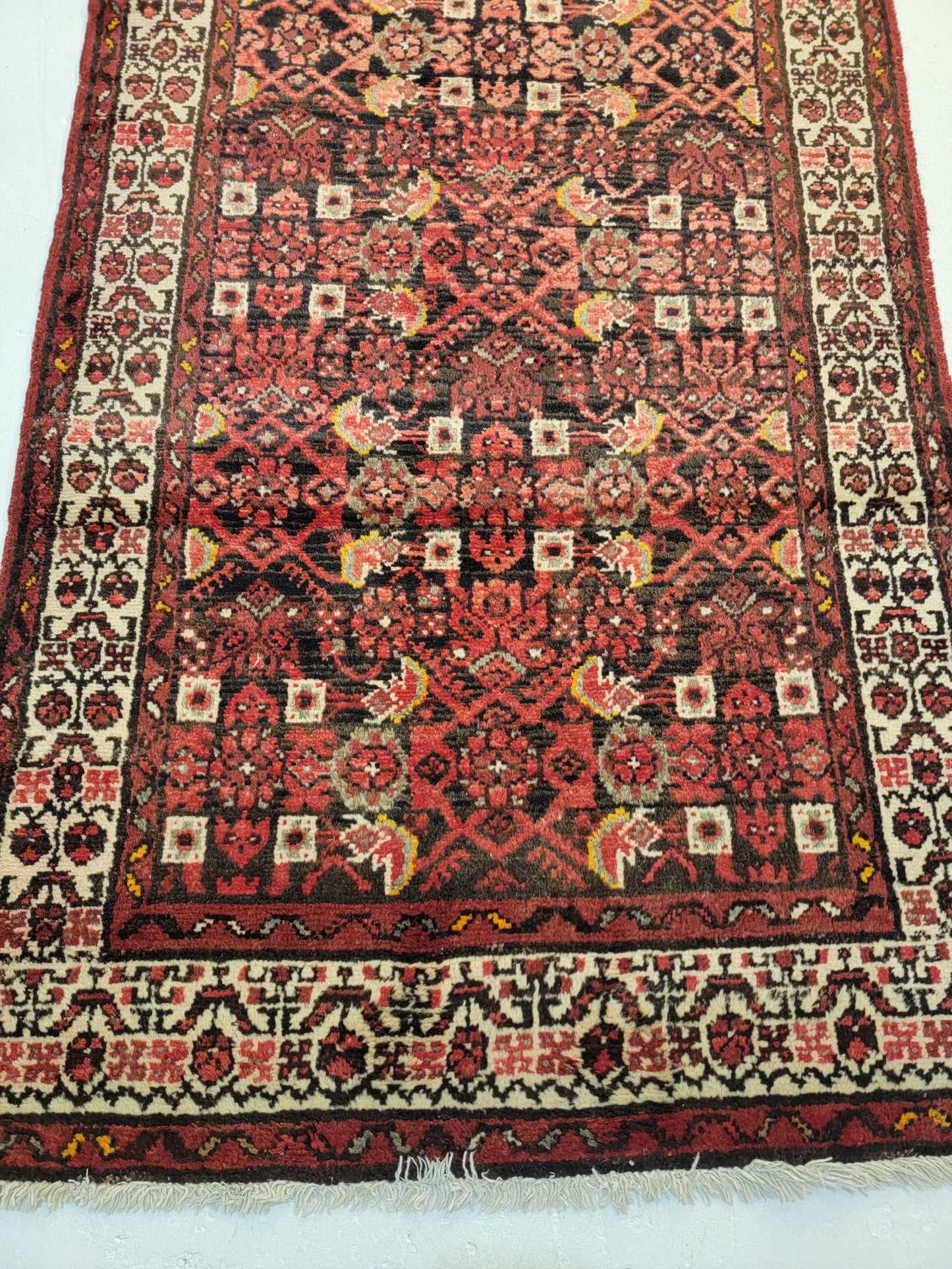 Antique Hand-Knotted Wool Runner Malayer 2'9" x 13'