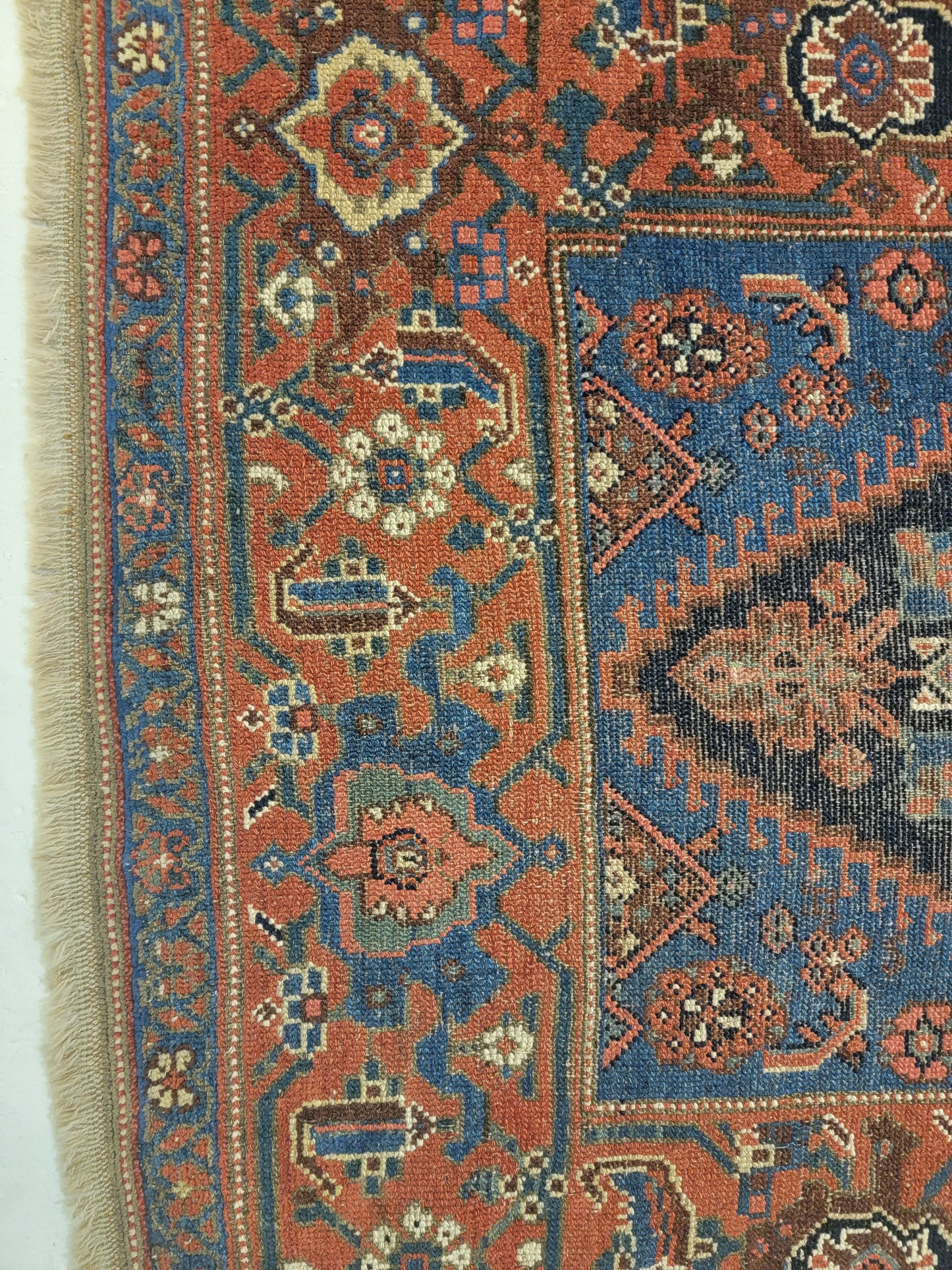 Antique Hand-Knotted Wool Runner Malayer Serapi 3'8" x 16'