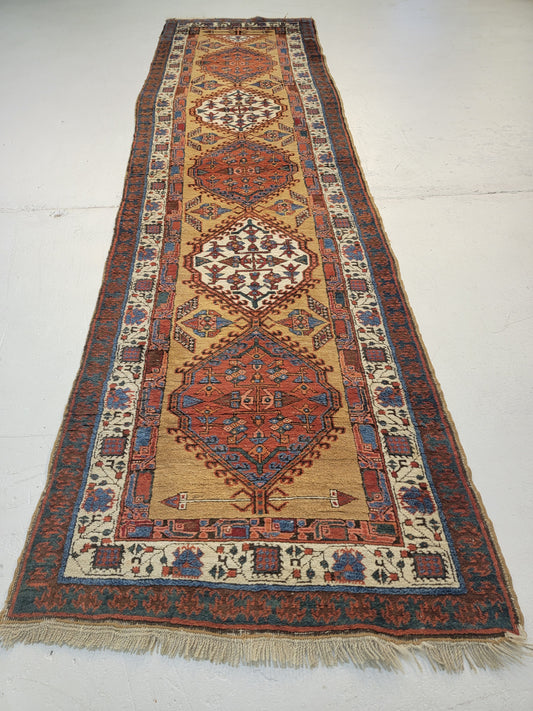 Antique Hand-Knotted Wool Runner Bakshaish Serapi 2'11" x 10'10"