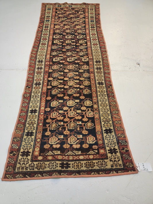 Antique Hand-Knotted Wool Runner Malayer 2'10" x 9'4"