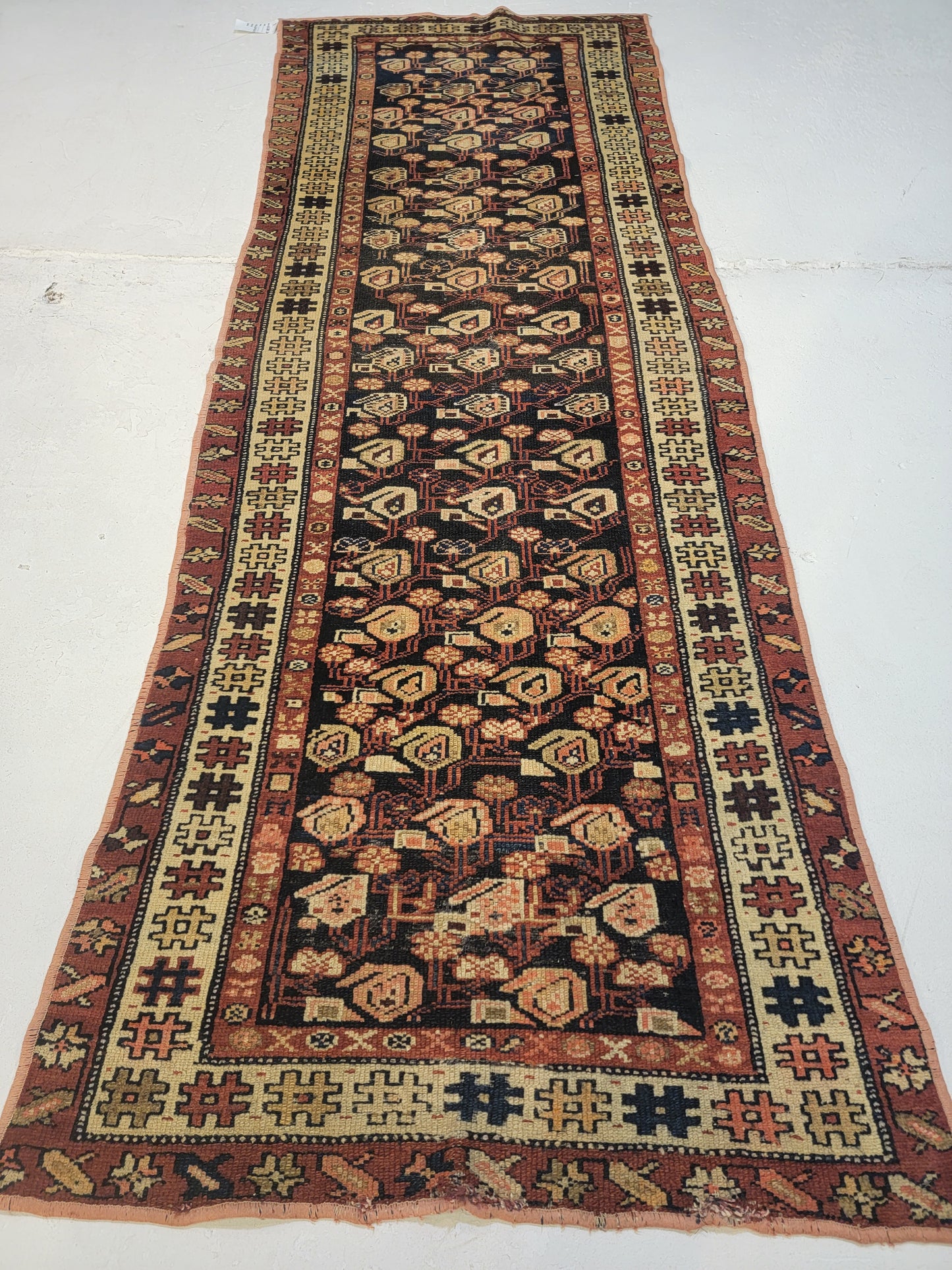 Antique Hand-Knotted Wool Runner Malayer 2'10" x 9'4"