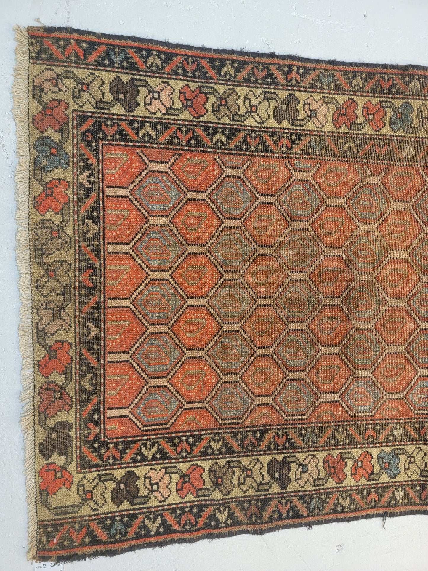 Antique Hand-Knotted Wool Runner Kurdish 3'2" x 12'10"