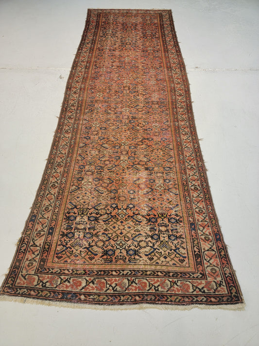 Antique Hand-Knotted Wool Runner Malayer 3' x 9'6"