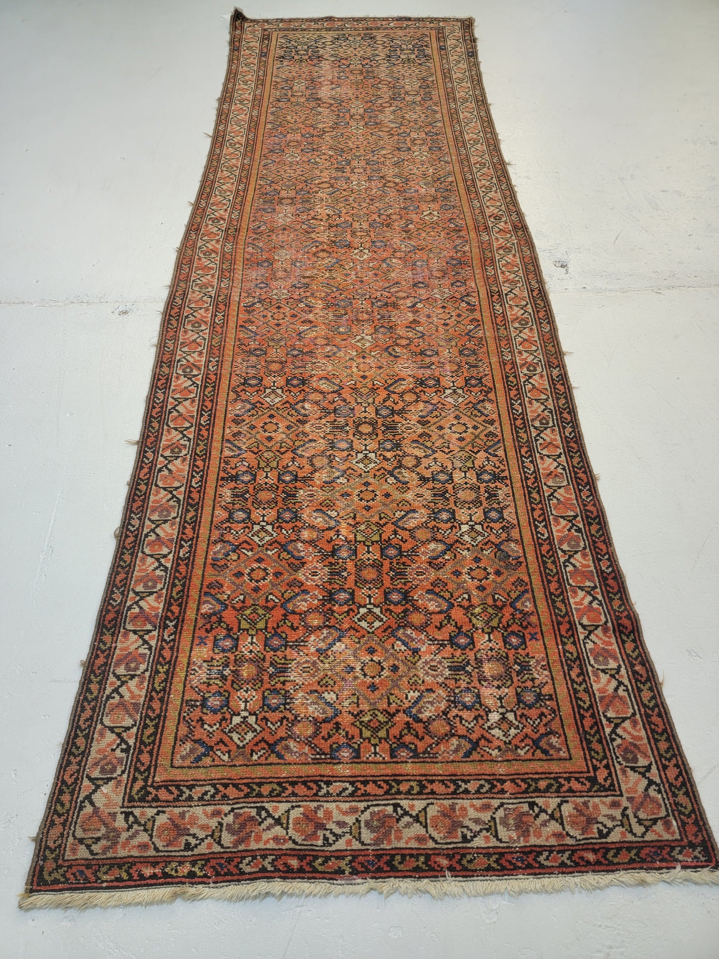 Antique Hand-Knotted Wool Runner Malayer 3' x 9'6"