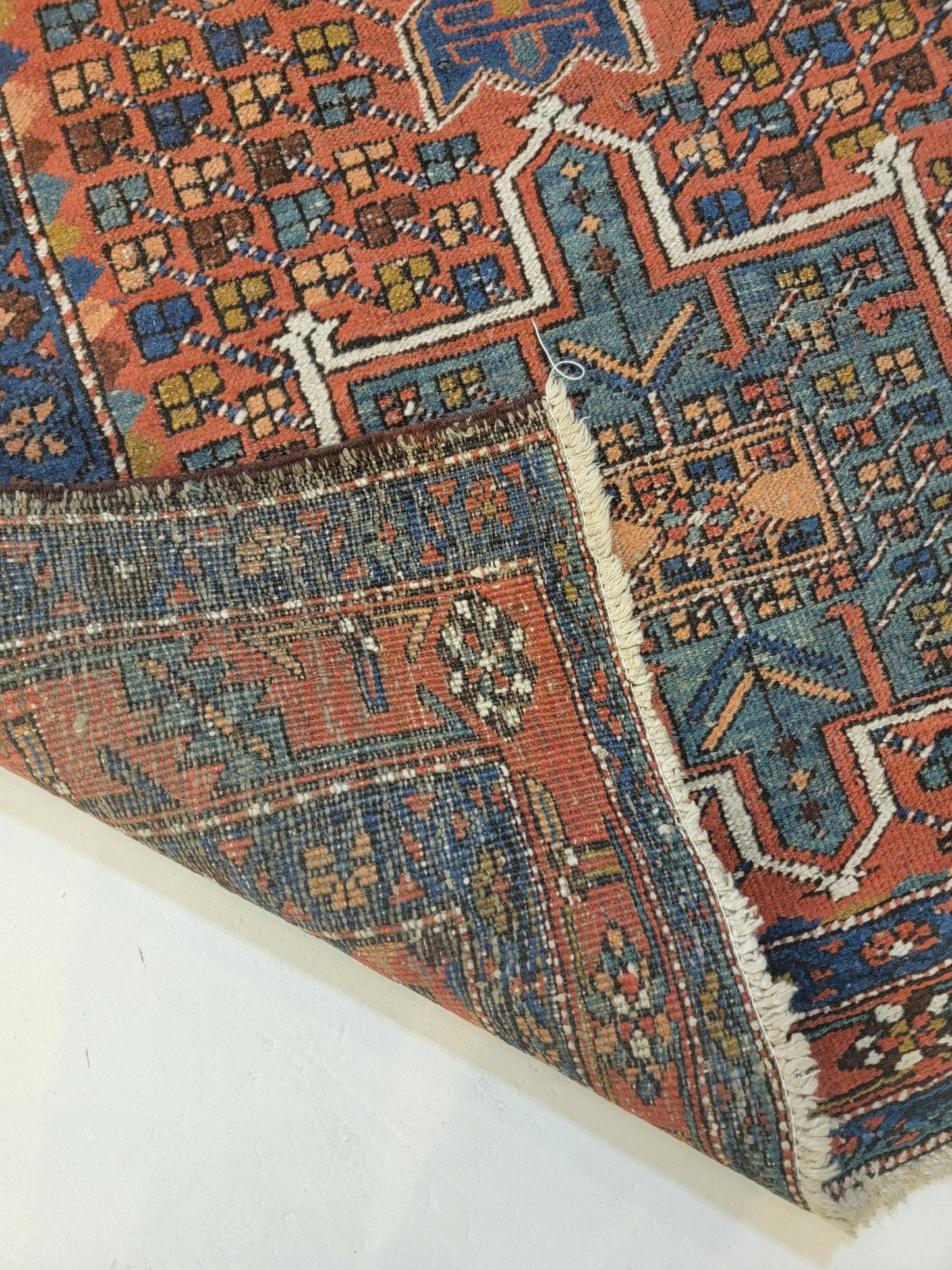 Antique Hand-Knotted Wool Runner Heriz Serapi 3'4" x 14'4"