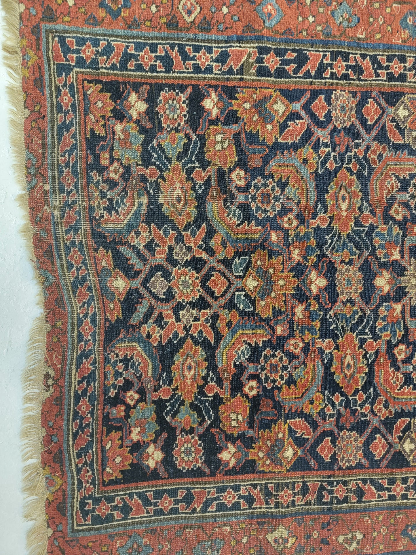 Antique Hand-Knotted Wool Runner Kurdish Herati 2'10" x 14'9"