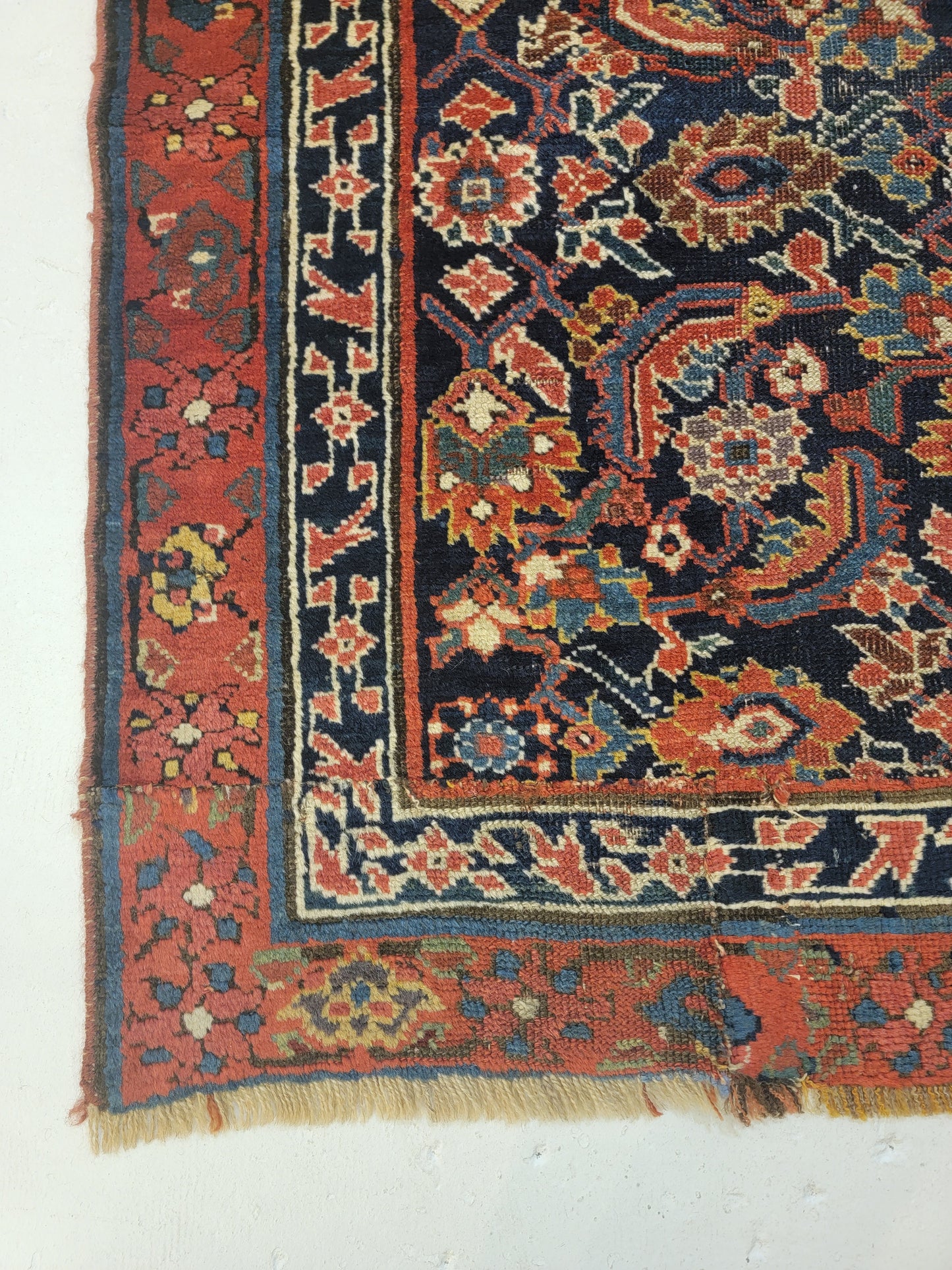 Antique Hand-Knotted Wool Runner Kurdish Herati 2'10" x 14'9"