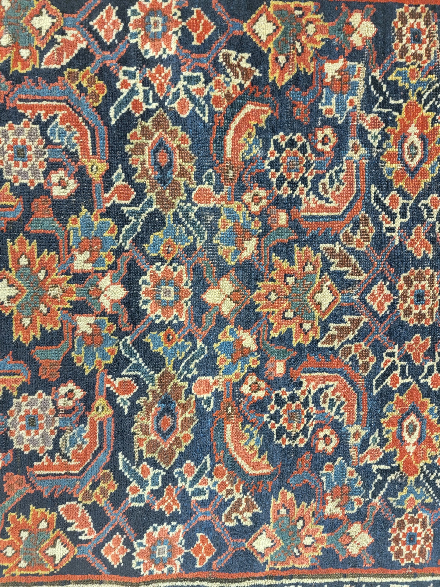 Antique Hand-Knotted Wool Runner Kurdish Herati 2'10" x 14'9"