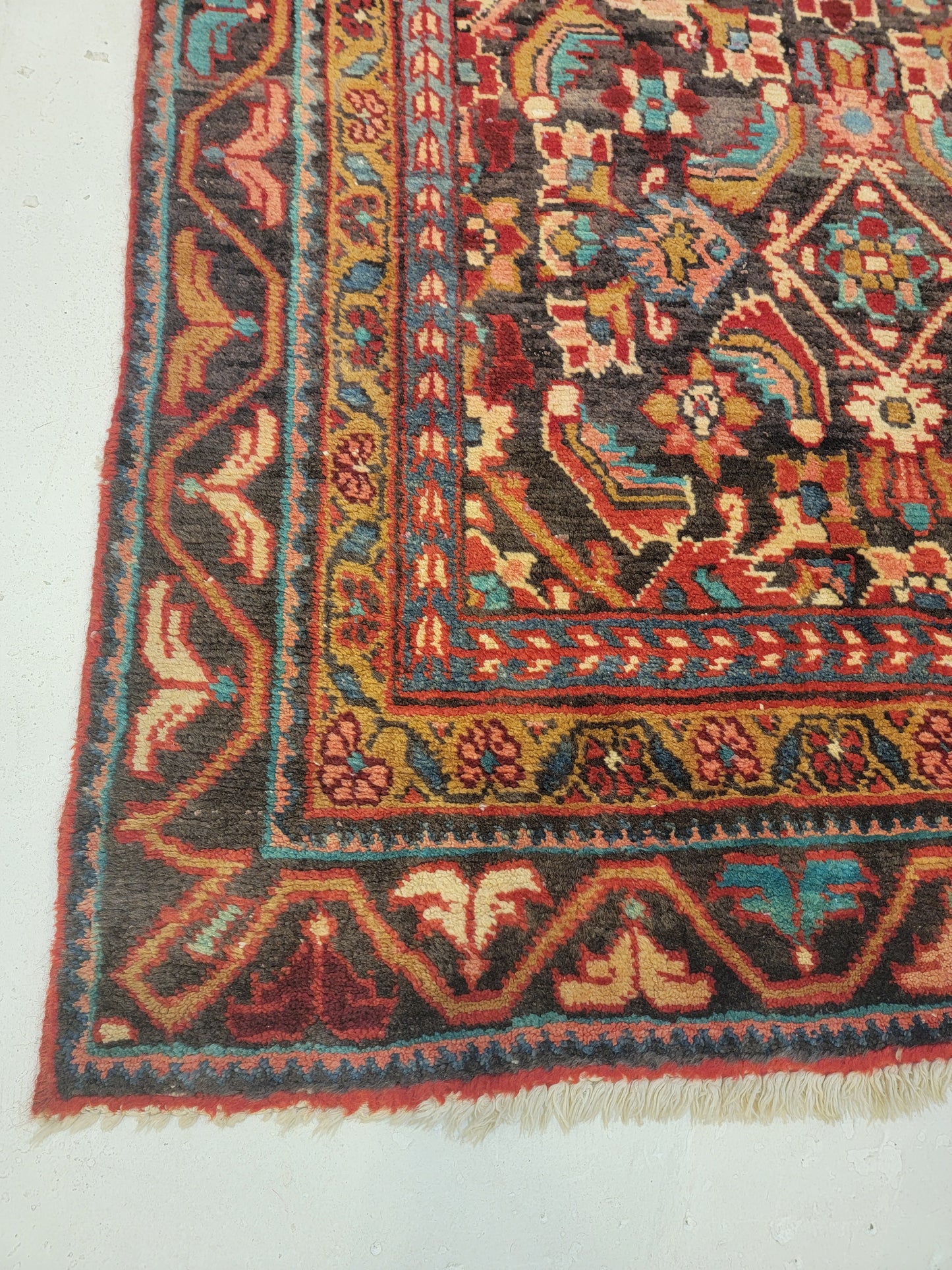 Hand-Knotted Wool Runner Hamedan Herati 3'4" x 7'4"