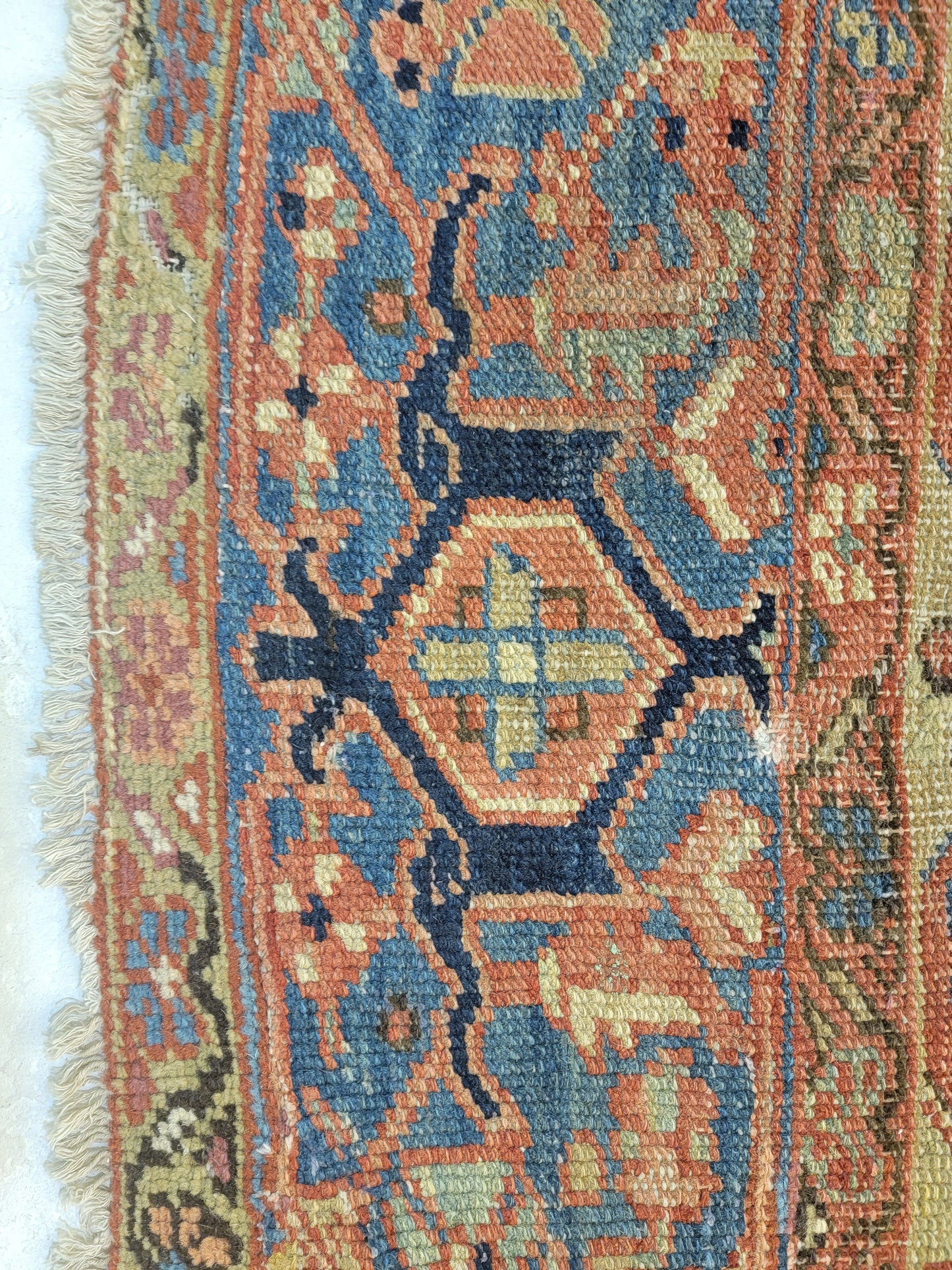 Antique Hand-Knotted Wool Area Rug Heriz Serapi 8'2" x 11'11"