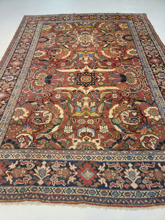 Antique Hand-Knotted Wool Area Rug Mahal 7'8" x 11'