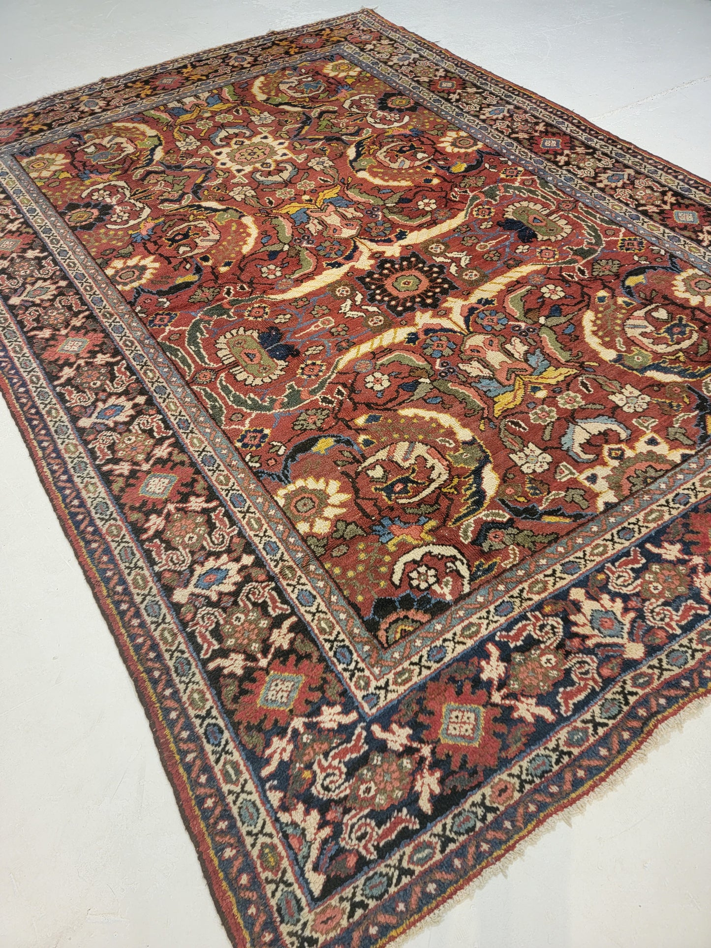 Antique Hand-Knotted Wool Area Rug Mahal 7'8" x 11'