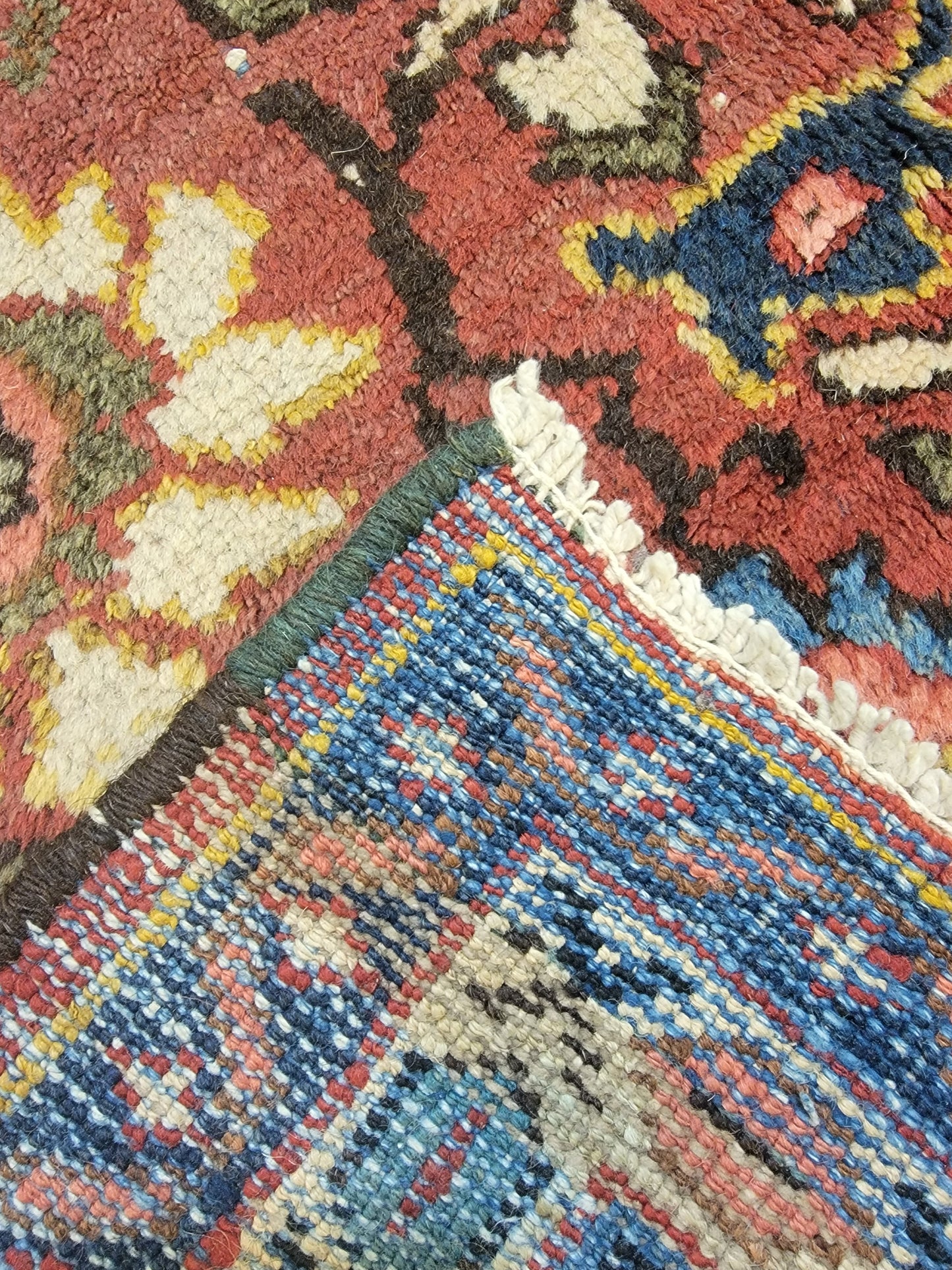 Antique Hand-Knotted Wool Area Rug Mahal 7'8" x 11'