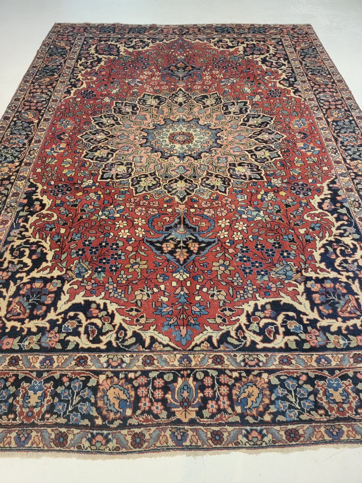 Antique Hand-Knotted Wool Area Rug Tabriz Khoy 7'2" x 10'1"