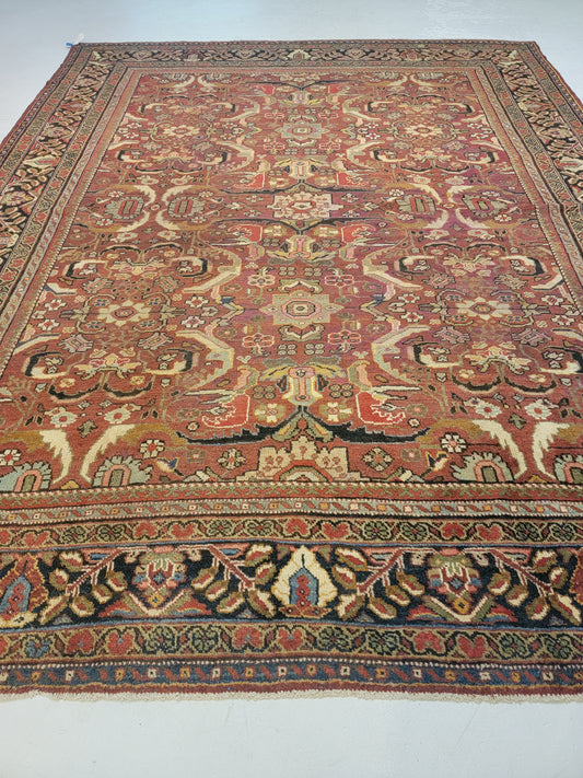 Antique Hand-Knotted Wool Area Rug Mahal 9'5" x 11'2"