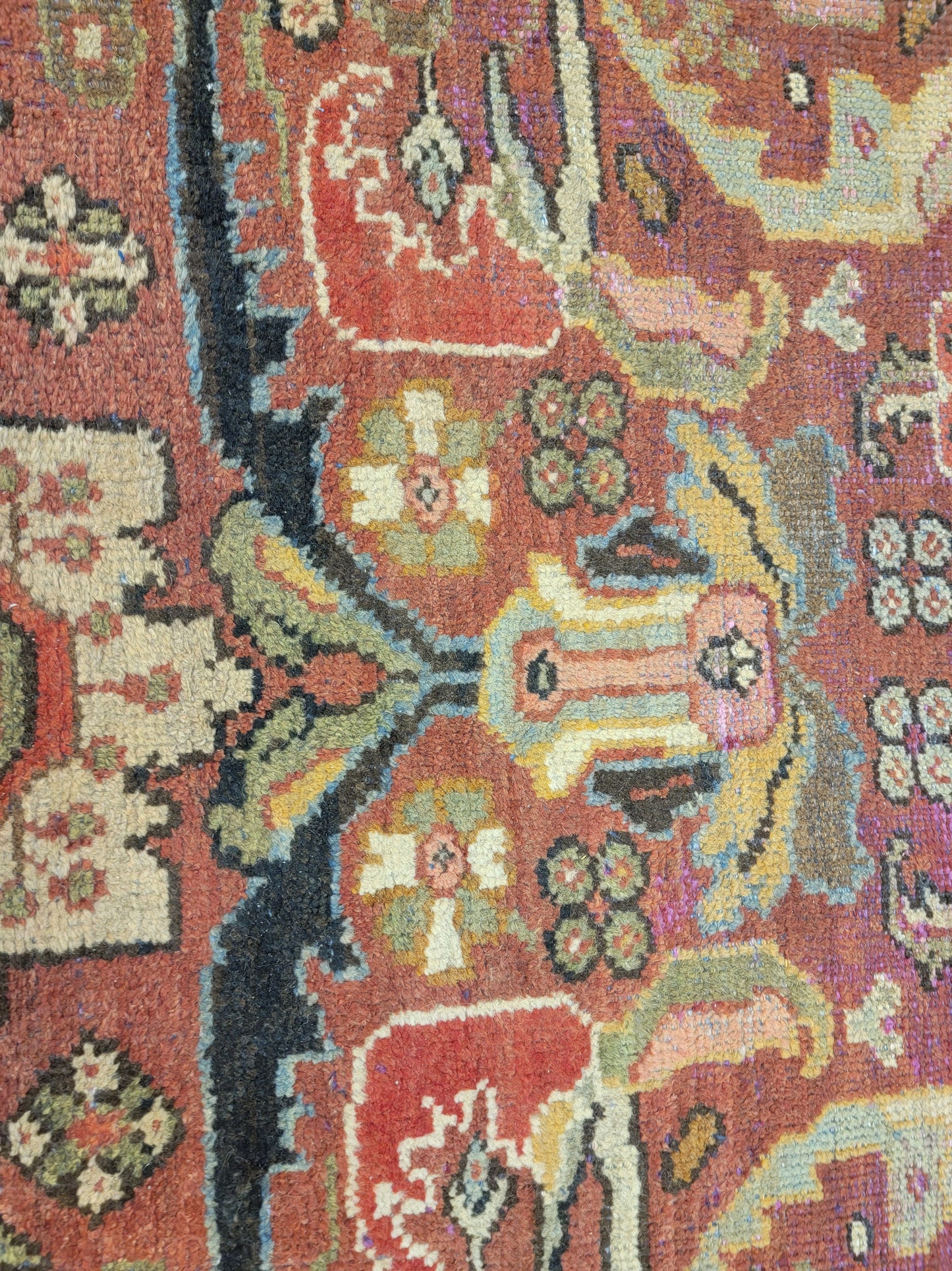 Antique Hand-Knotted Wool Area Rug Mahal 9'5" x 11'2"