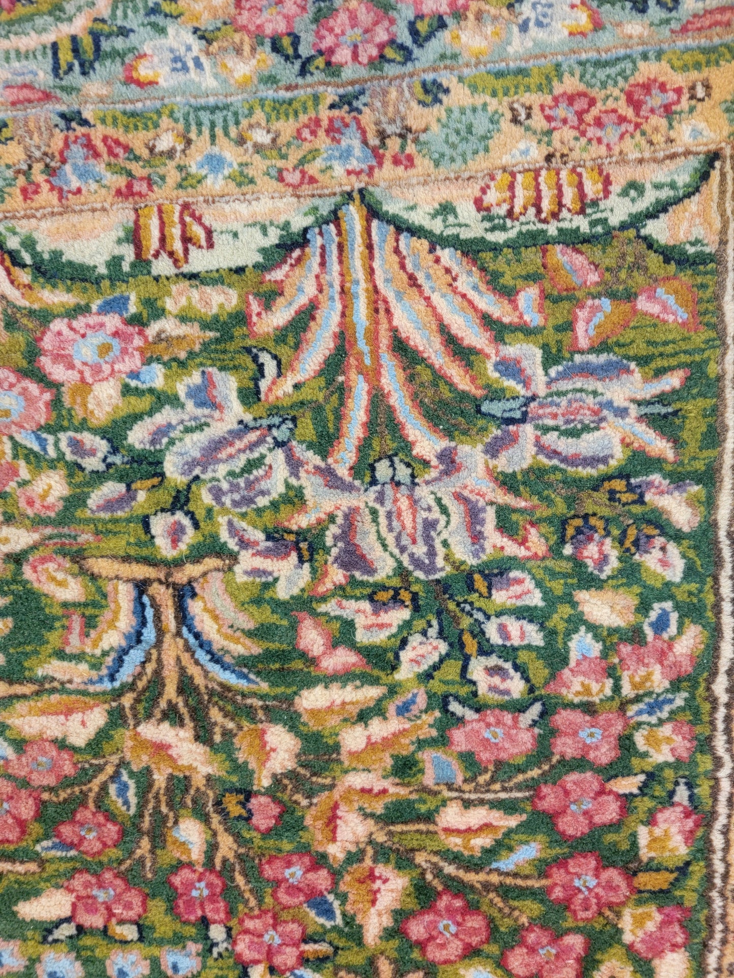 Antique Hand-Knotted Wool Area Rug Kerman Rahvar/Lahvar 6'9" x 8'4"