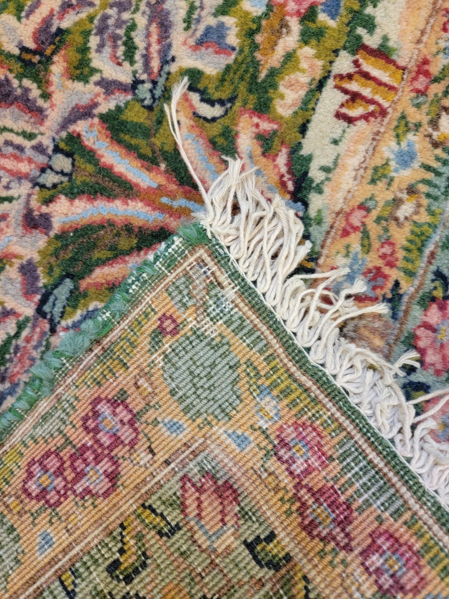 Antique Hand-Knotted Wool Area Rug Kerman Rahvar/Lahvar 6'9" x 8'4"