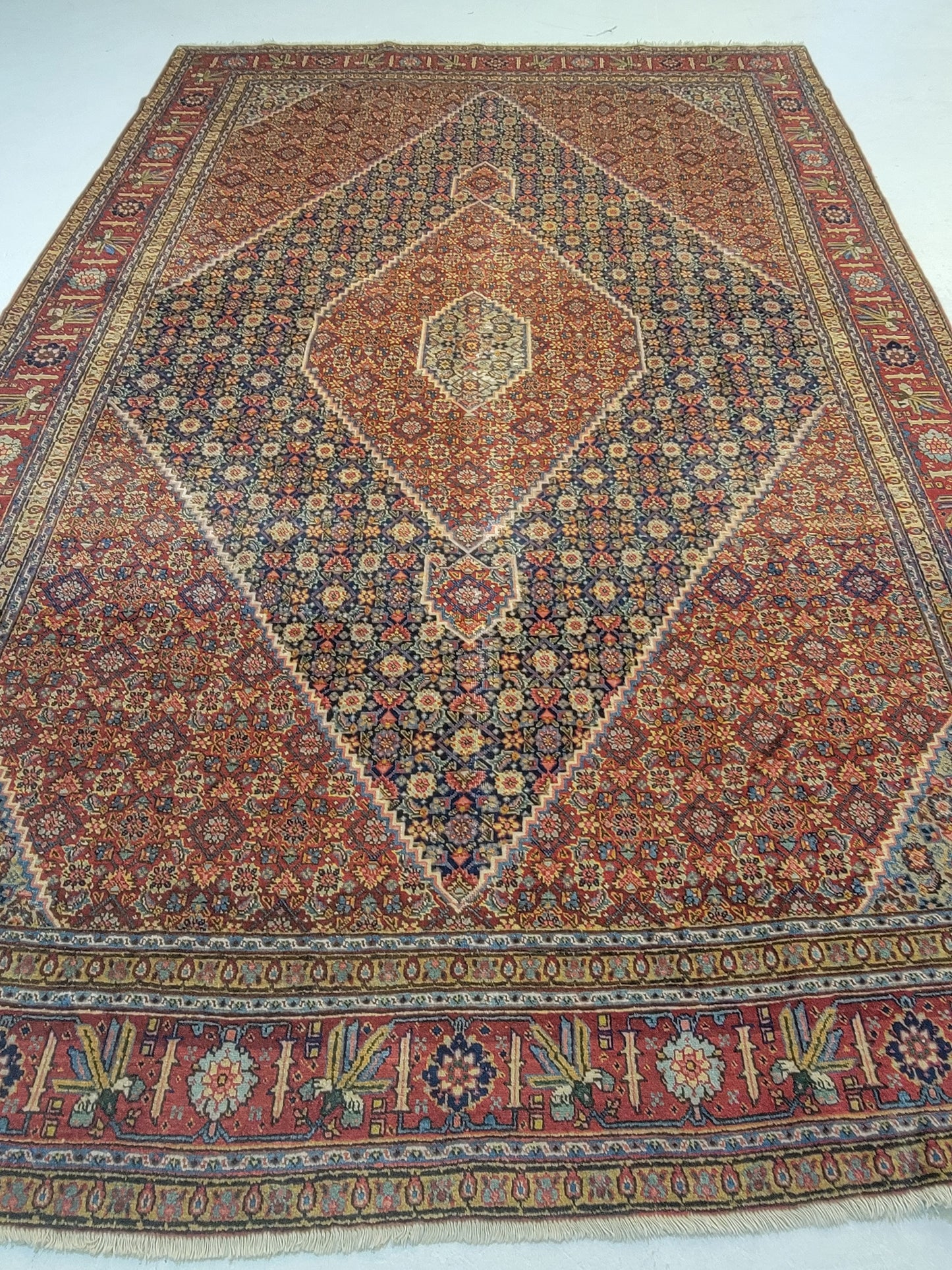 Antique Hand-Knotted Wool Area Rug Tabriz Khoy Mahi 7'4" x 11'5"
