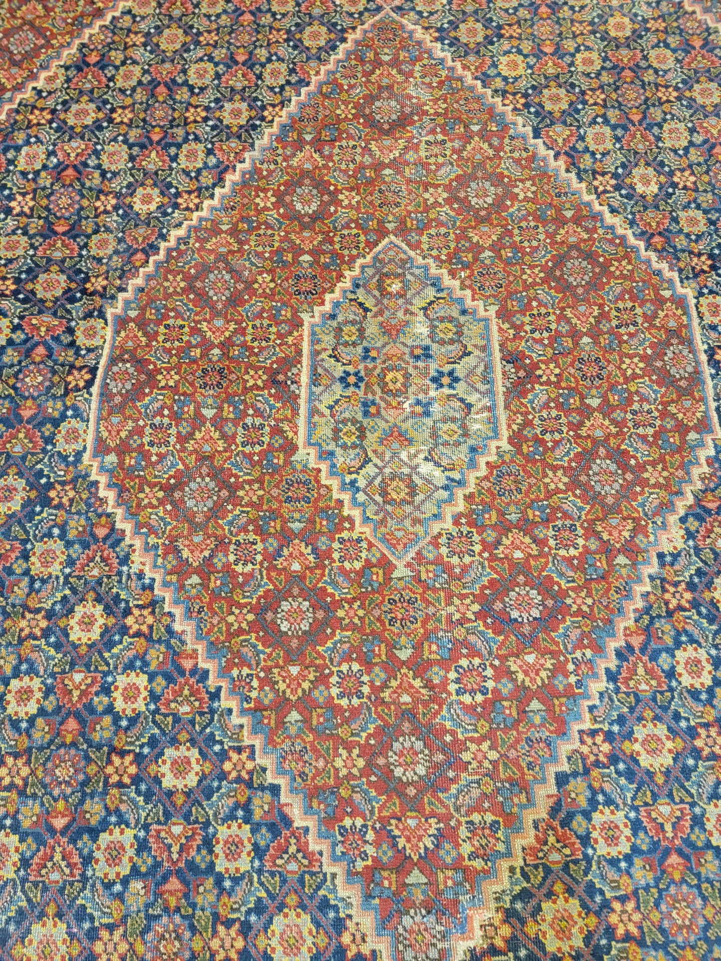 Antique Hand-Knotted Wool Area Rug Tabriz Khoy Mahi 7'4" x 11'5"