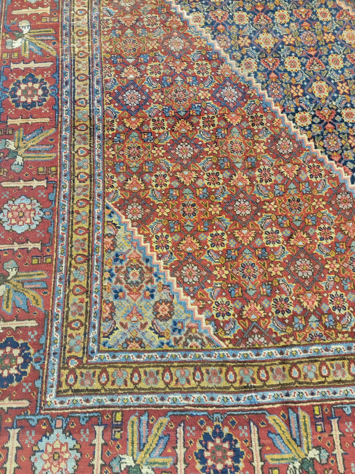 Antique Hand-Knotted Wool Area Rug Tabriz Khoy Mahi 7'4" x 11'5"