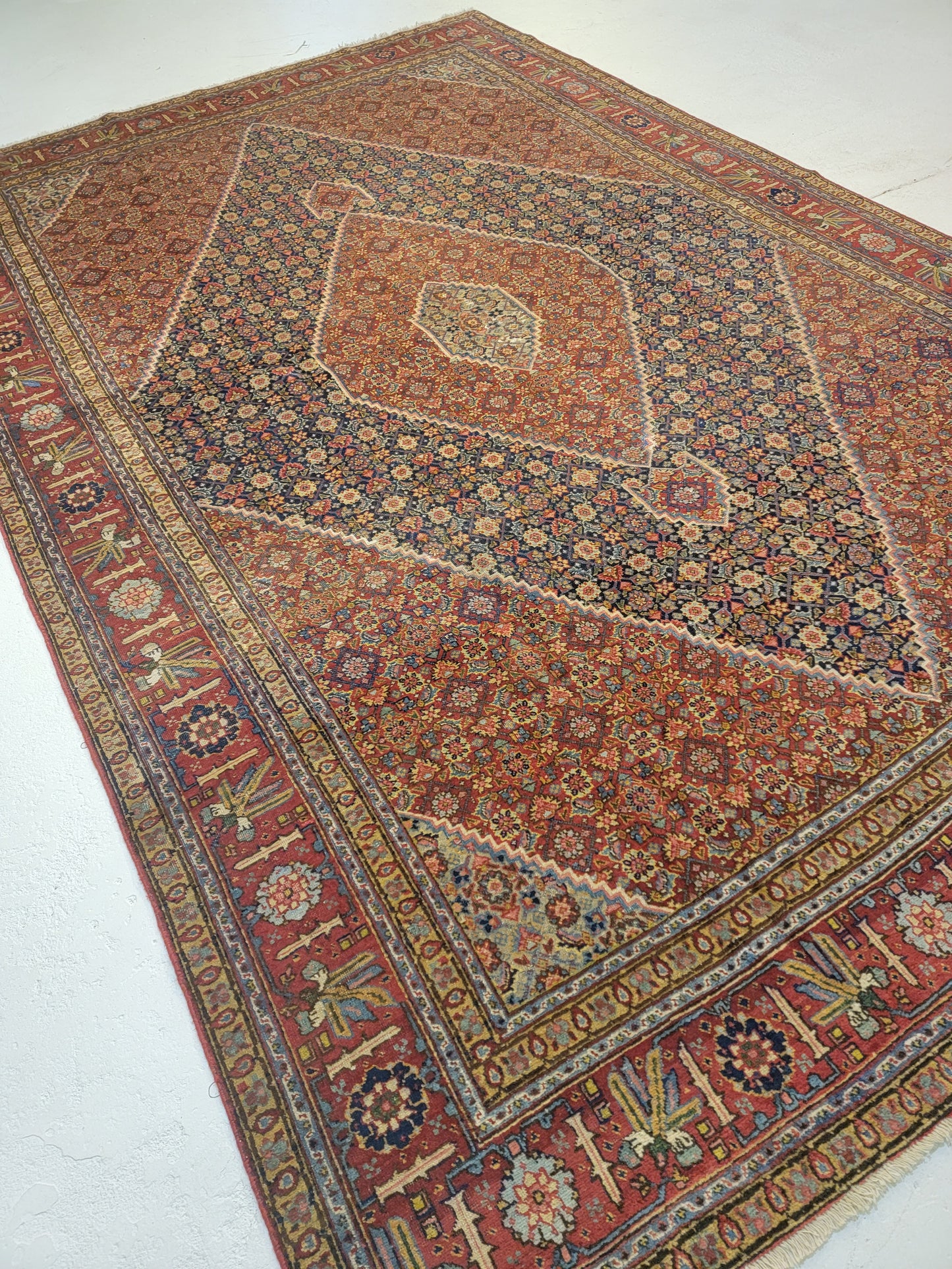 Antique Hand-Knotted Wool Area Rug Tabriz Khoy Mahi 7'4" x 11'5"