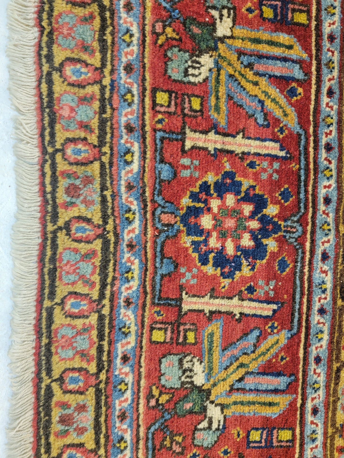 Antique Hand-Knotted Wool Area Rug Tabriz Khoy Mahi 7'4" x 11'5"