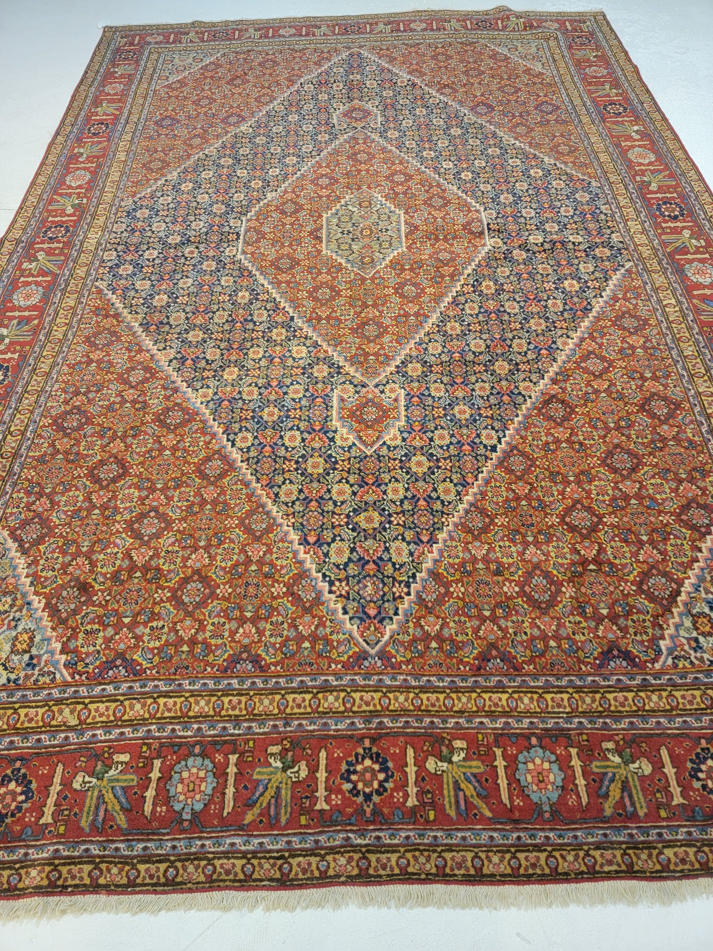 Antique Hand-Knotted Wool Area Rug Tabriz Khoy Mahi 7'4" x 11'5"