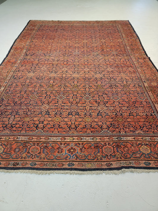 Antique Hand-Knotted Wool Area Rug Malayer Herati Collectible 8'3" x 12'4"