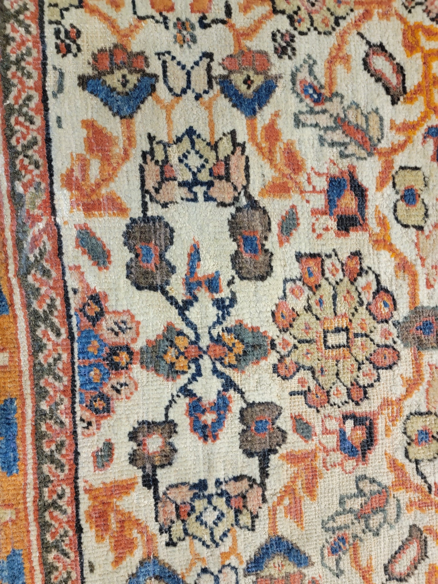 Antique Hand-Knotted Wool Area Rug Sultanabad Collectible 10'4" x 14'6"