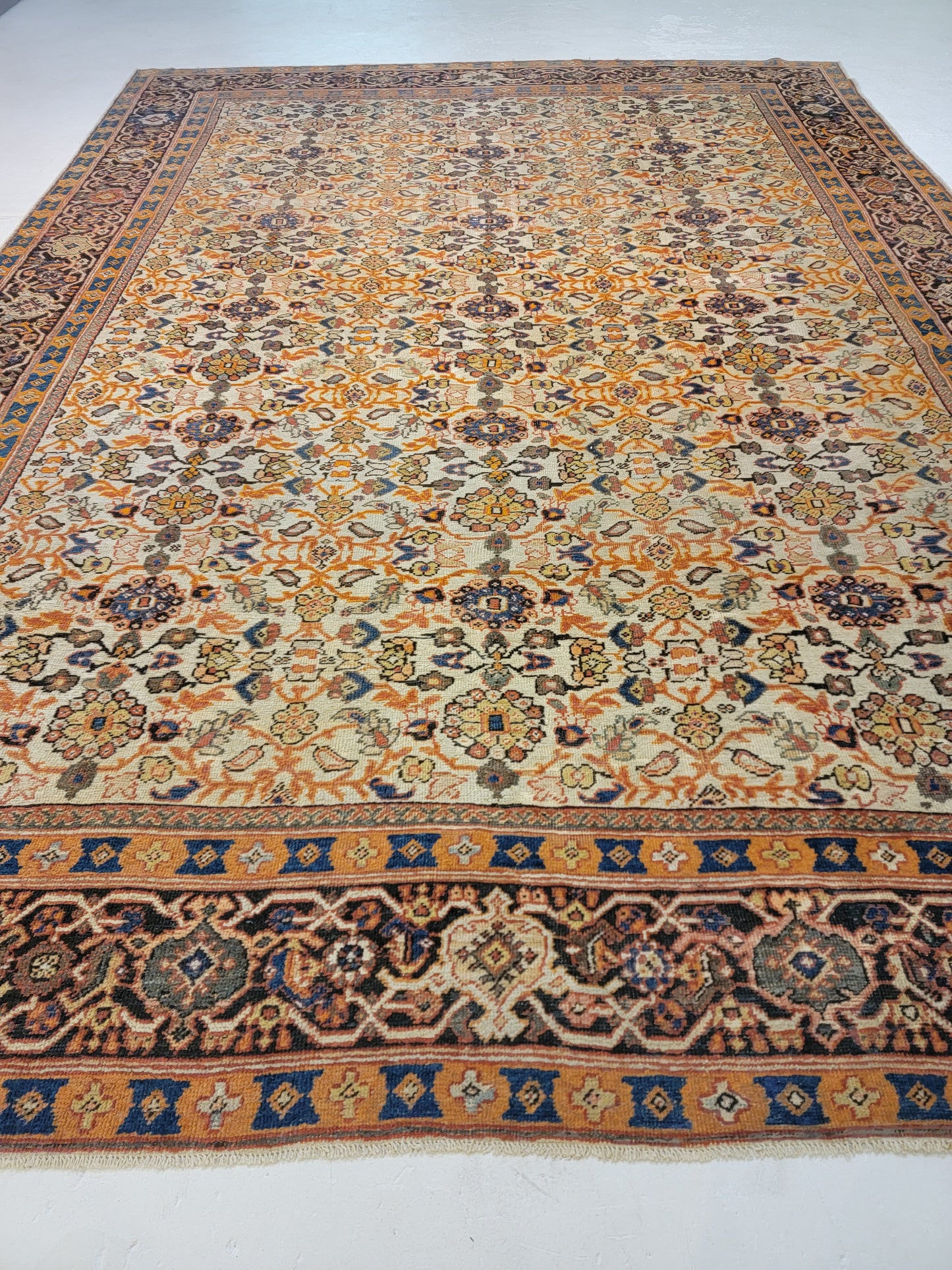 Antique Hand-Knotted Wool Area Rug Sultanabad Collectible 10'4" x 14'6"