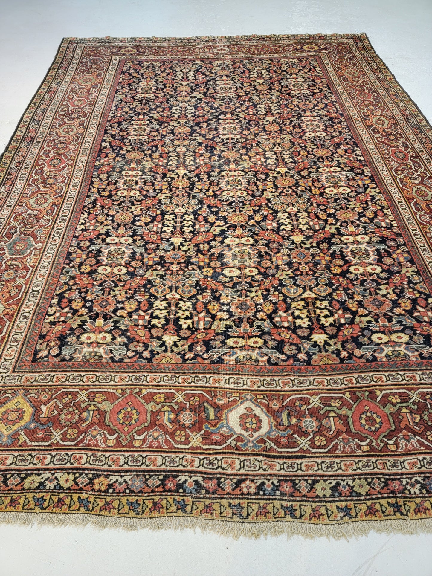 Antique Hand-Knotted Wool Area Rug Sultanabad 8'7" x 12'7"