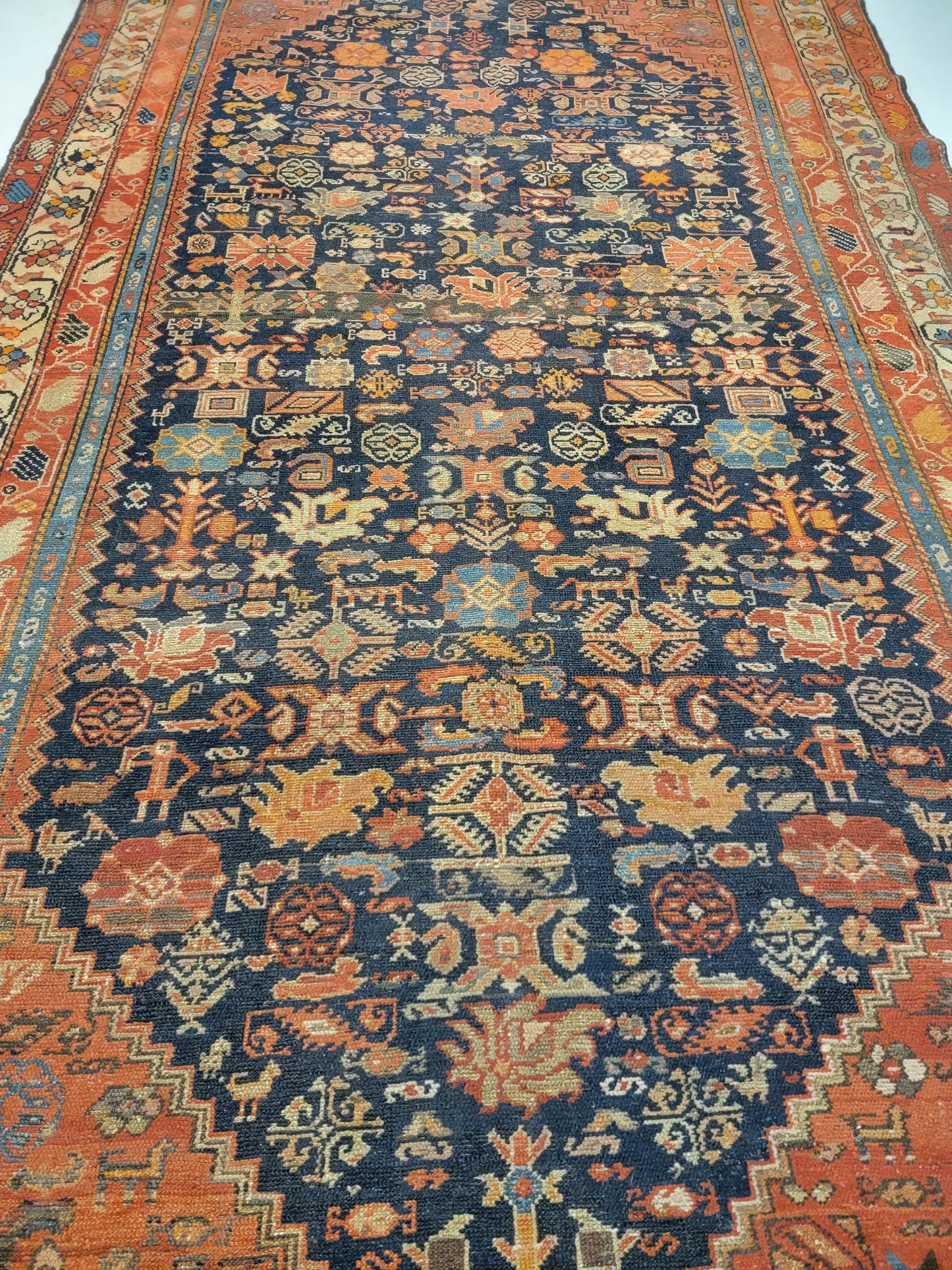 Antique Hand-Knotted Wool Area Rug Malayer Herati 6'7" x 12'3"